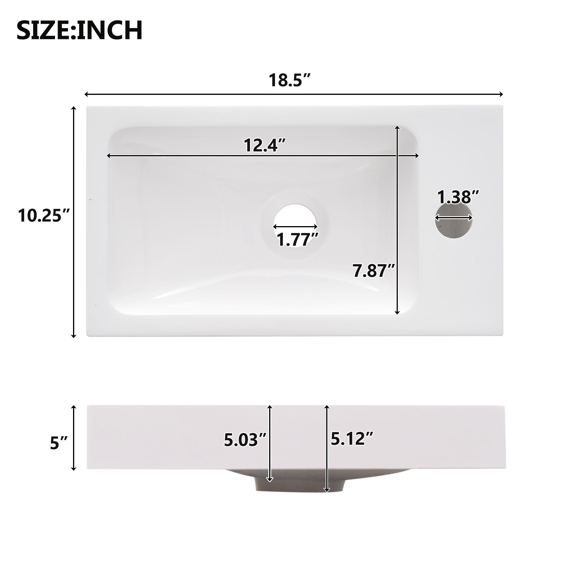 Floating Bathroom Vanity With Resin Basin, Left Side Storage - White - Best Buy Furniture