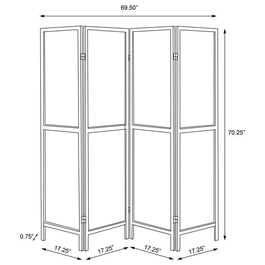 Deepika - 4-Panel Room Divider Folding Screen - Rustic Nutmeg