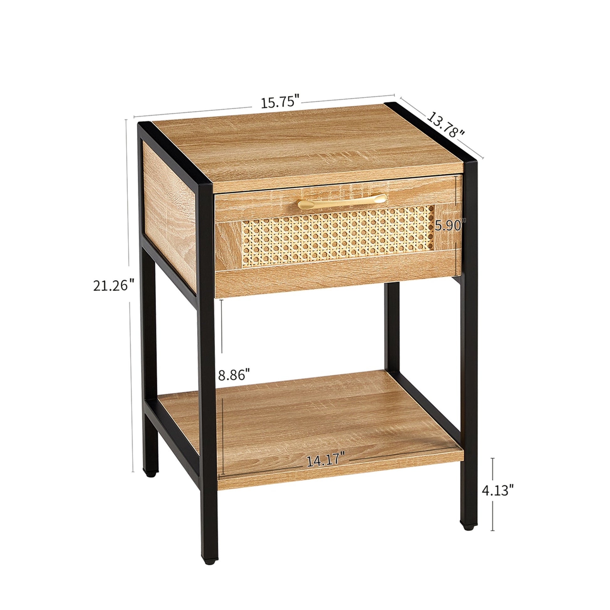 Modern Rattan End Table with Drawer and Metal Legs - Best Buy Furniture