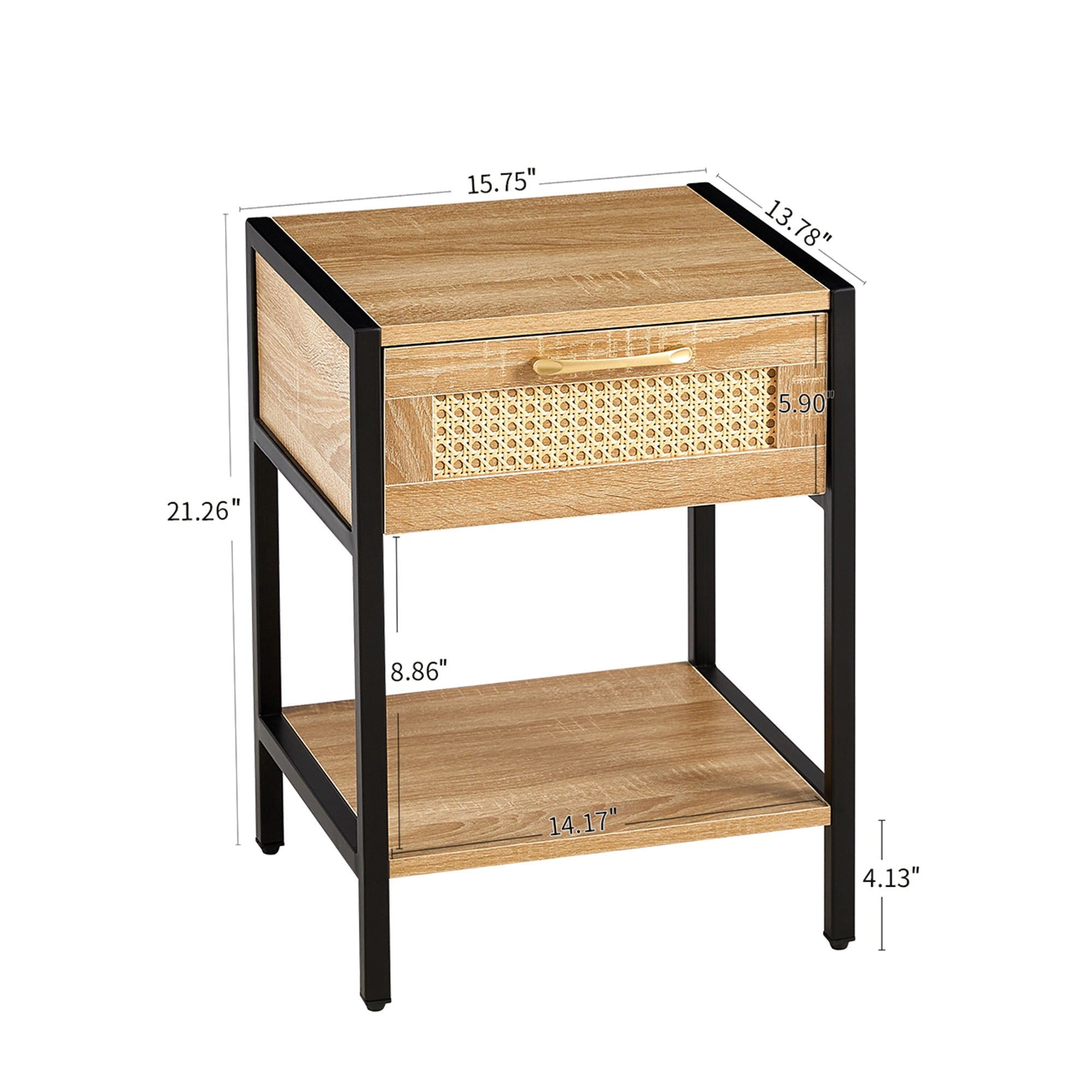 Modern Rattan End Table with Drawer and Metal Legs - Best Buy Furniture