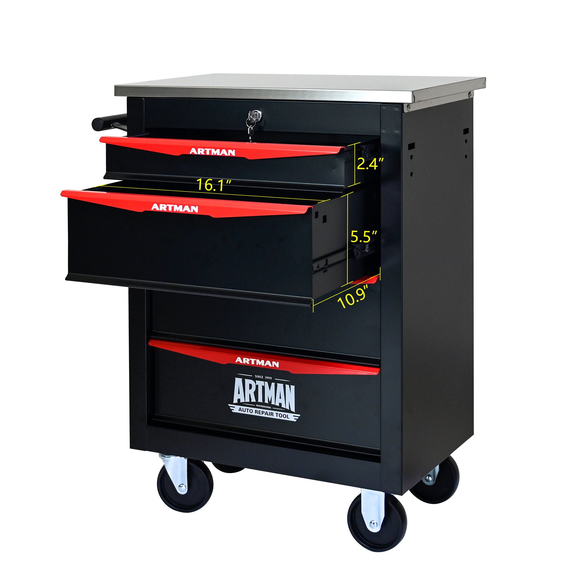 Drawer Multifunctional Tool Cart With Wheels For Garage