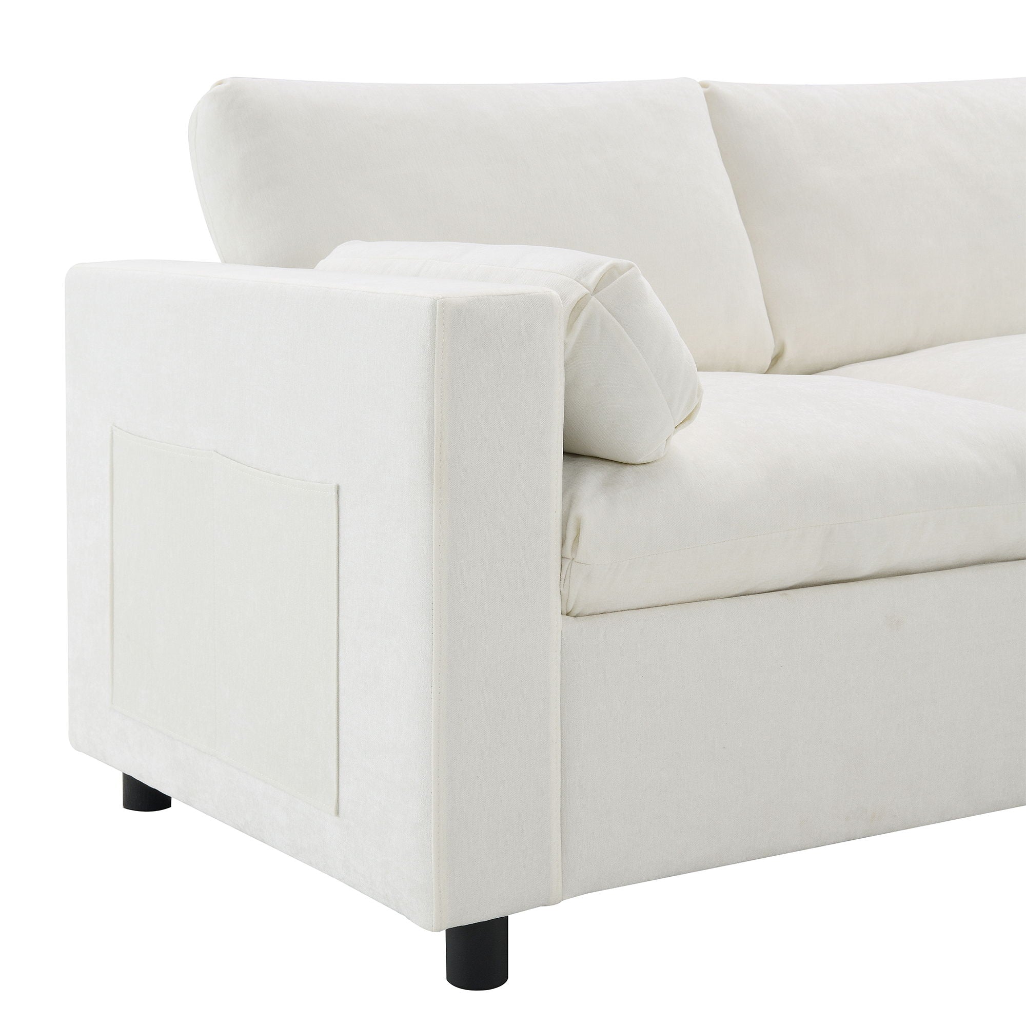 Modular Sectional With Storage Pockets, 5 Seat U Shaped Couch Set With Pillows, Free Combination Modern Cloud Sofa With 2 Movable Ottoman