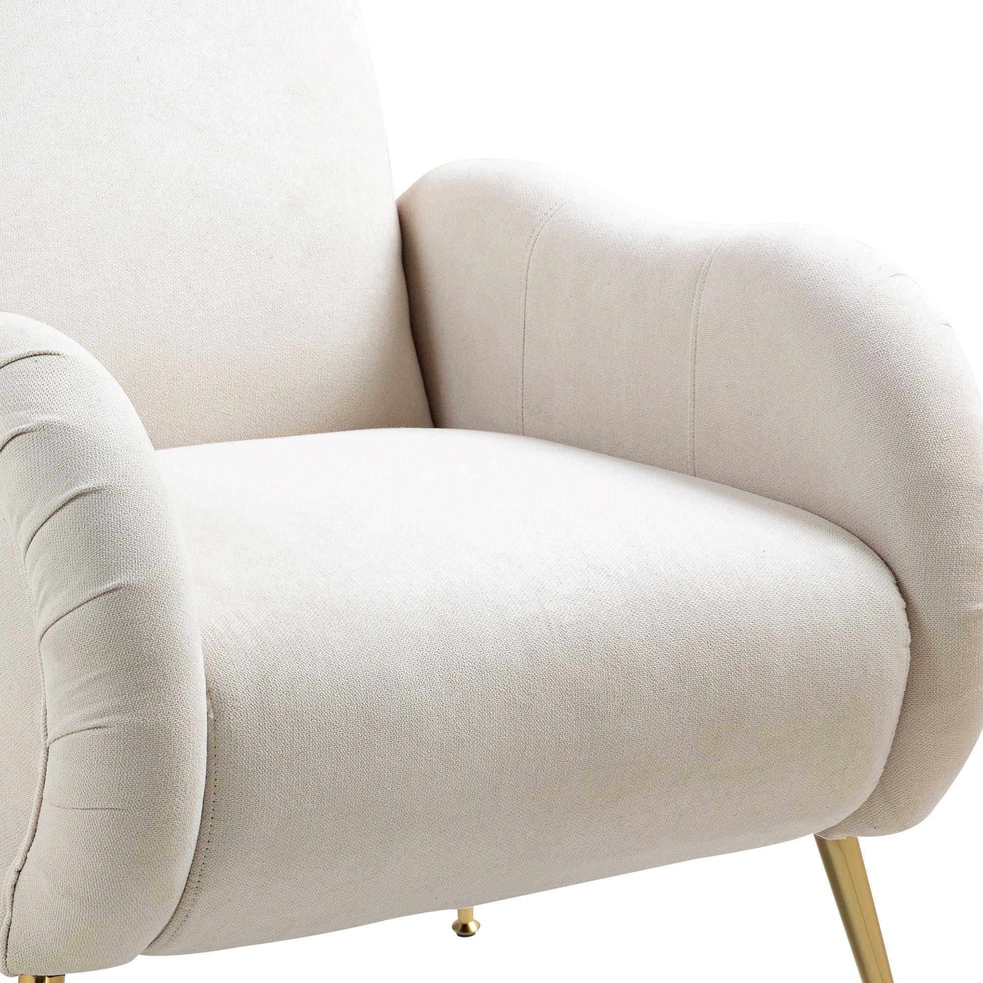Modern Accent Chair With Metal Legs, Snowflake Fabric Armchair