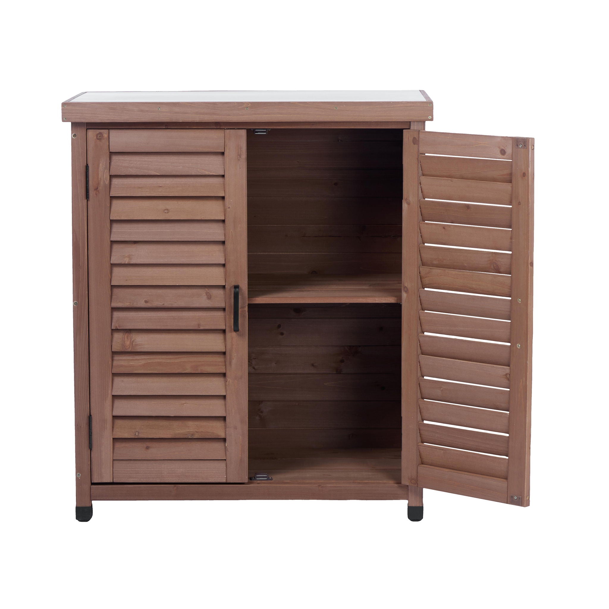 Potting Bench With Storage Cabinet And Metal Table Top For Outdoor - Best Buy Furniture