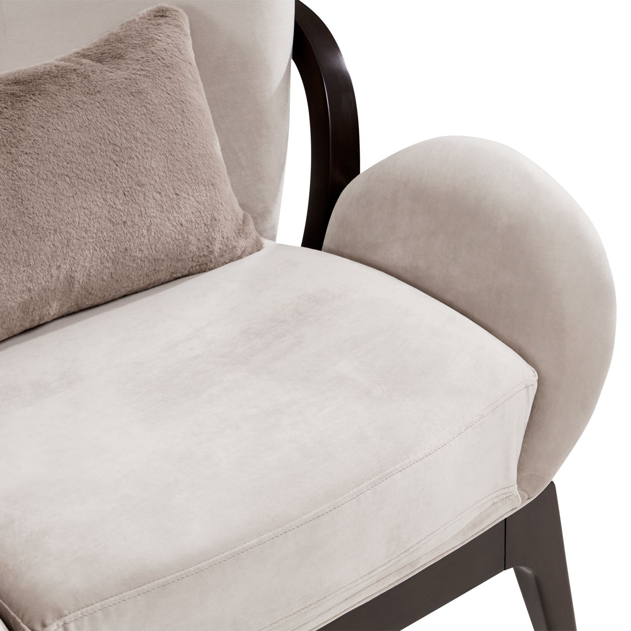 Camellia Field - Velvet Accent Chair - Porcini / Warm Pecan