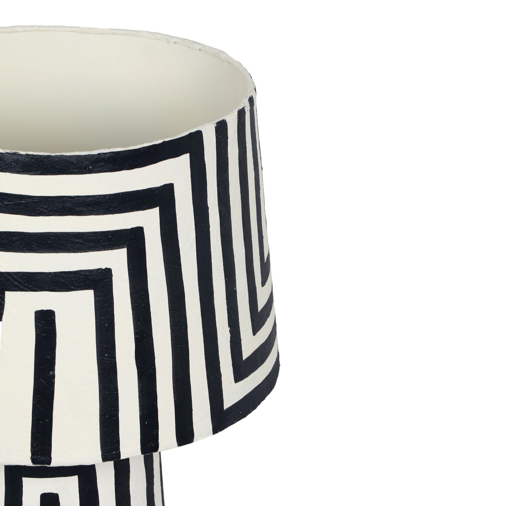 Minori - Striped Papier Mache Table Lamp - Black