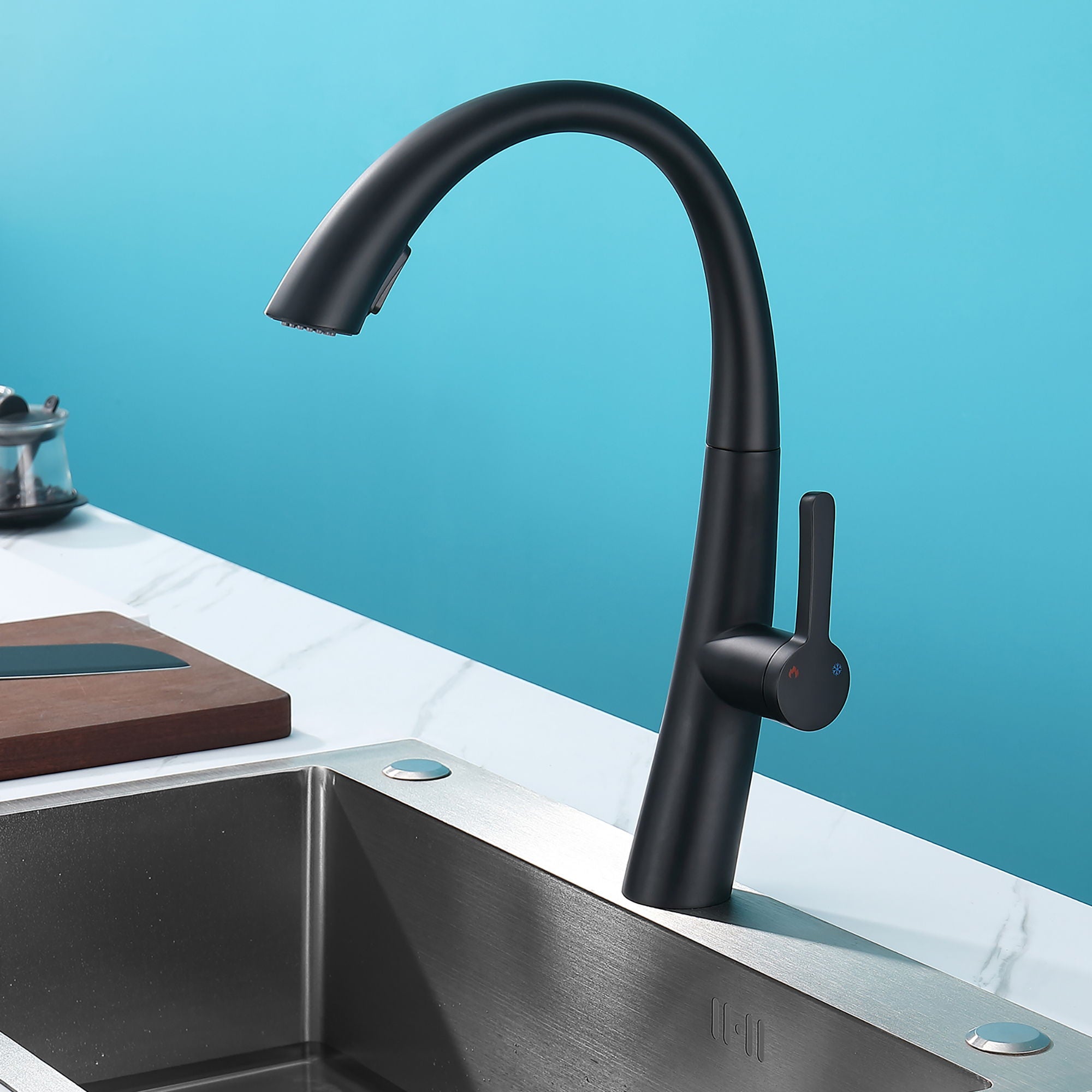 High Arc Stainless Steel Pull Out Kitchen Faucet With Dual Modes And 360 Degree Rotation - Matte Black