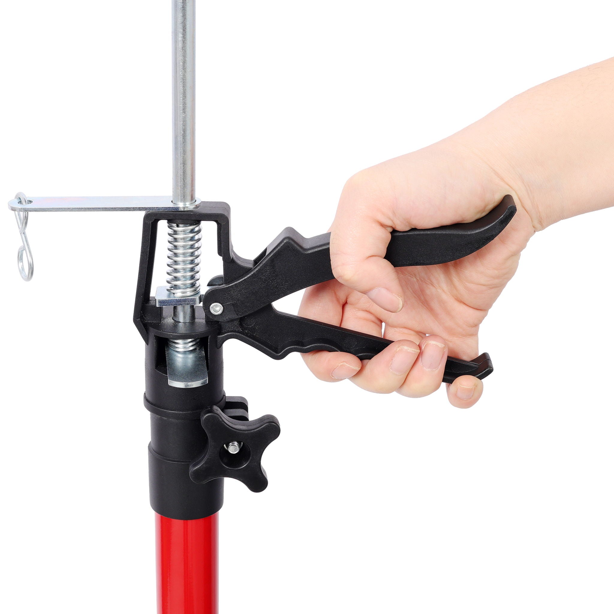 Adjustable Steel Support Pole System For Jacks And Drywalls With Carry Bag - Black / Red