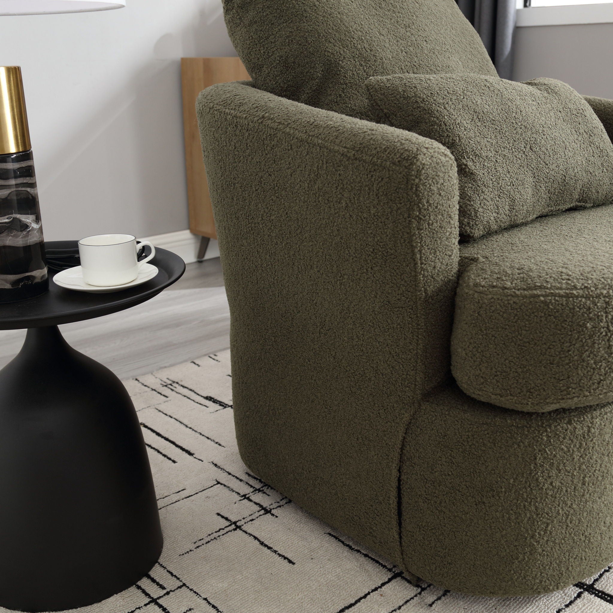 Modern Barrel Comfy Round Accent Sofa Chair, 360 Degree Swivel