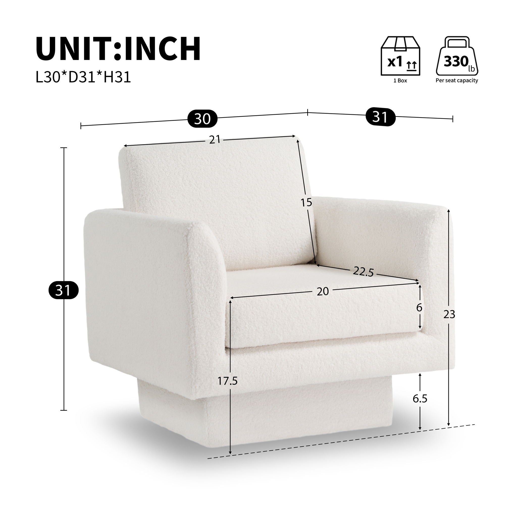 360° Modern Swivel Accent Chair Round Armchair, Thick Padded Single Lounge Sofa Upholstered Comfy