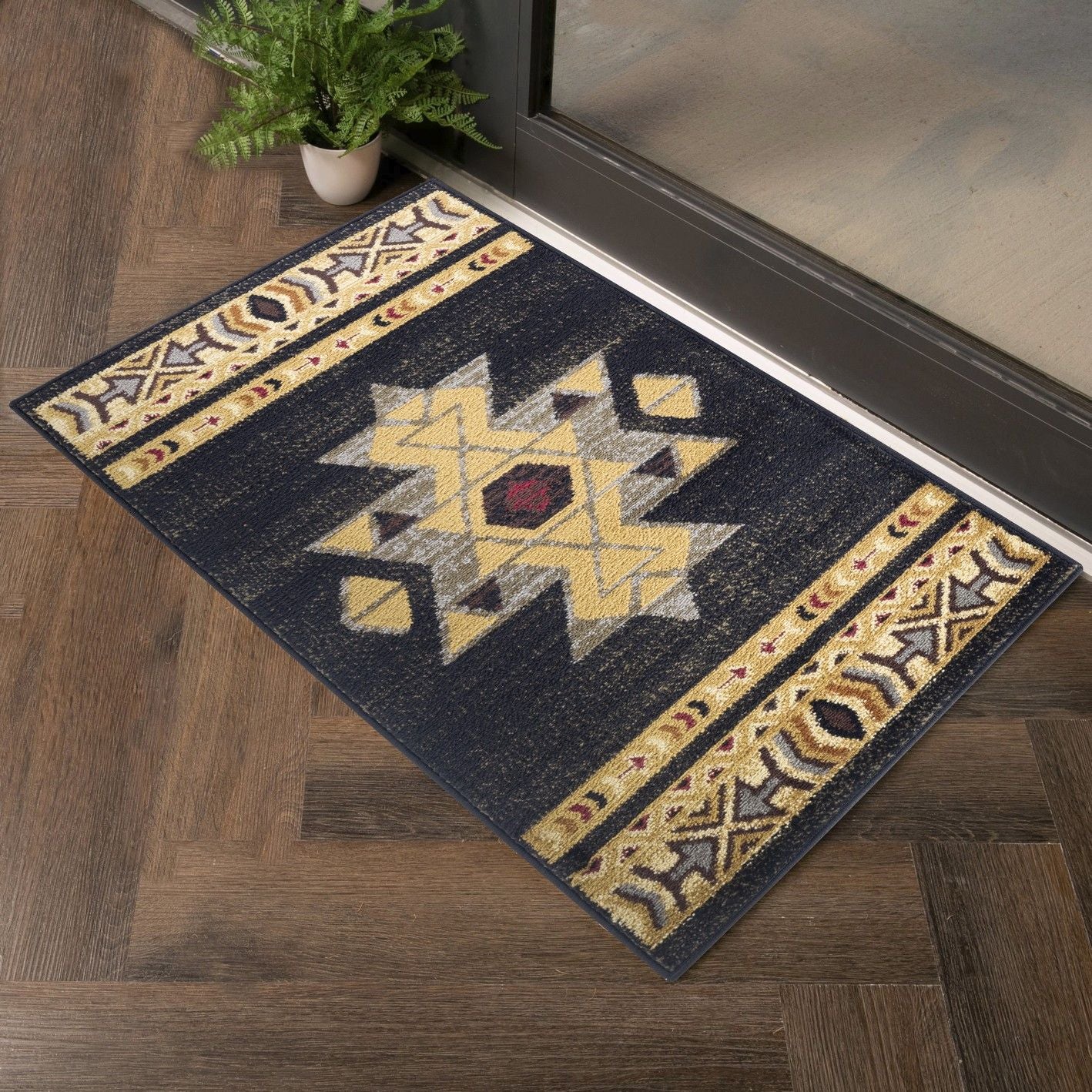 Tribes - 5'3" X 7'3" Southwest Area Rug - Black - Best Buy Furniture
