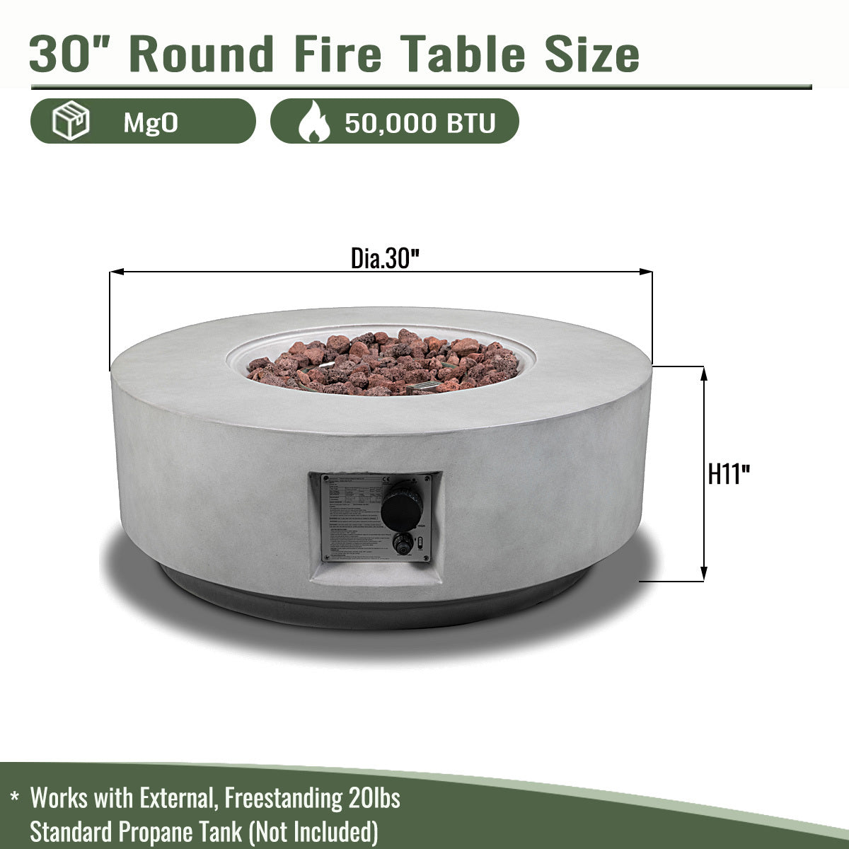 30" Propane Gas Fire Pit Table