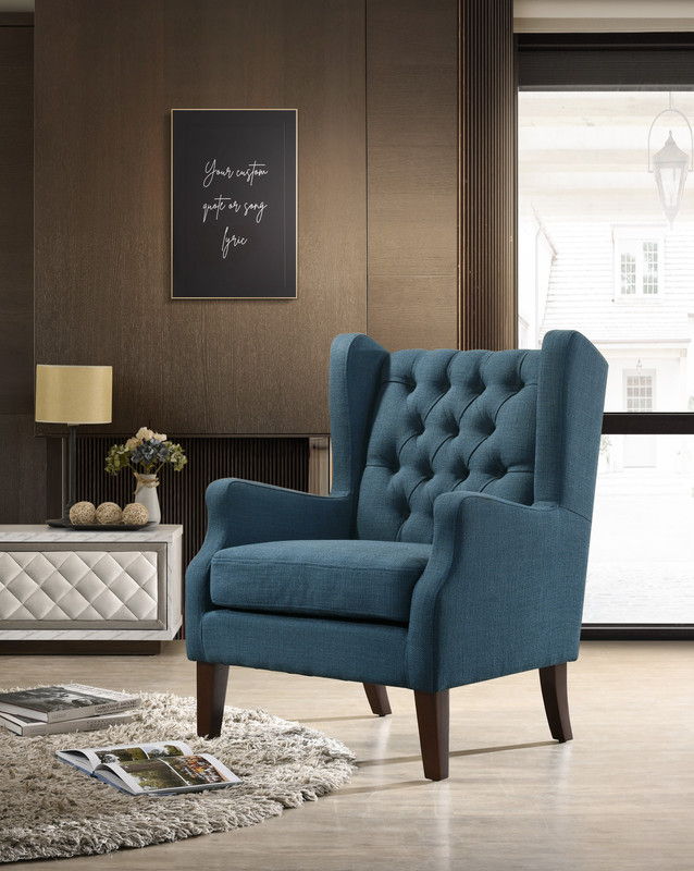 Irwin - Linen Button Tufted Wingback Chair - Best Buy Furniture