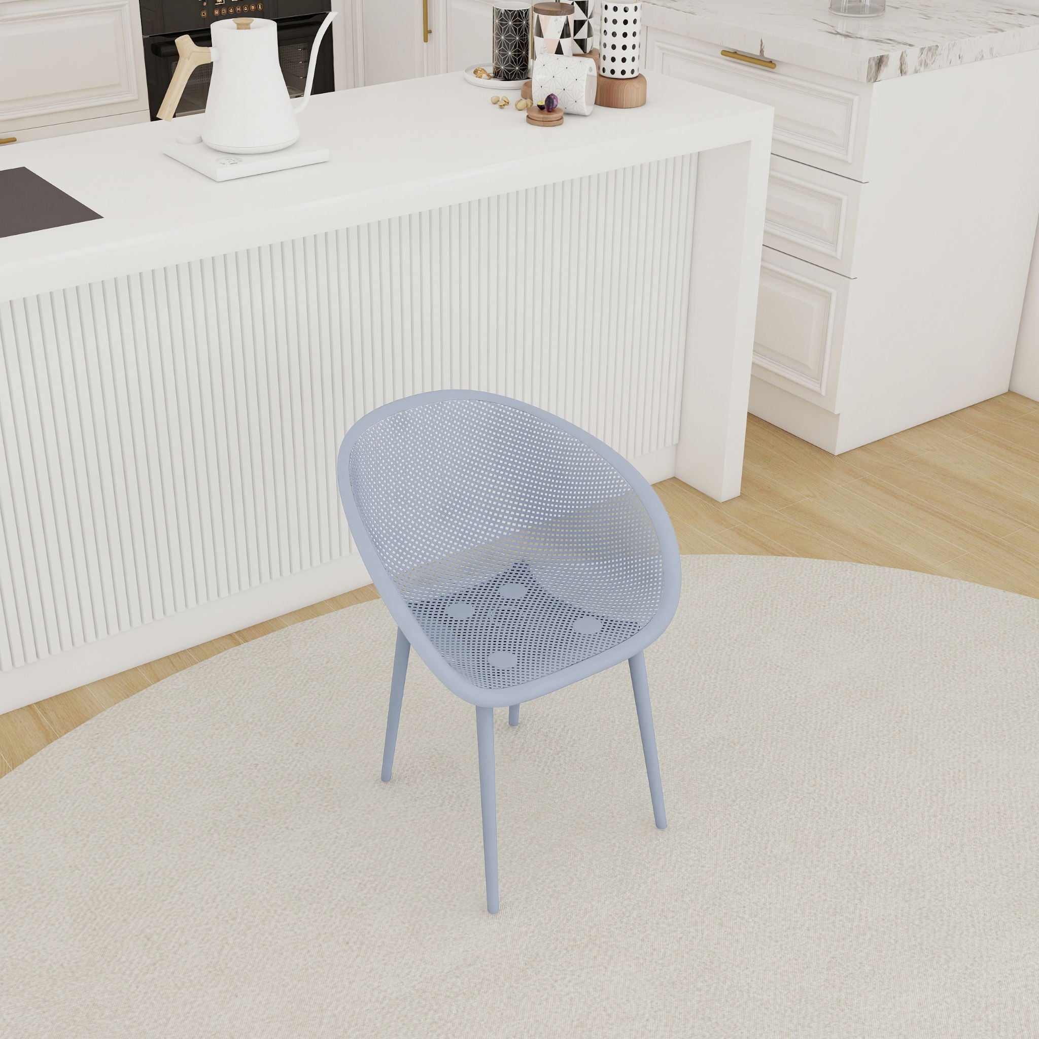 2 Piece Durable Single Chair With Mesh Hollow Out Design