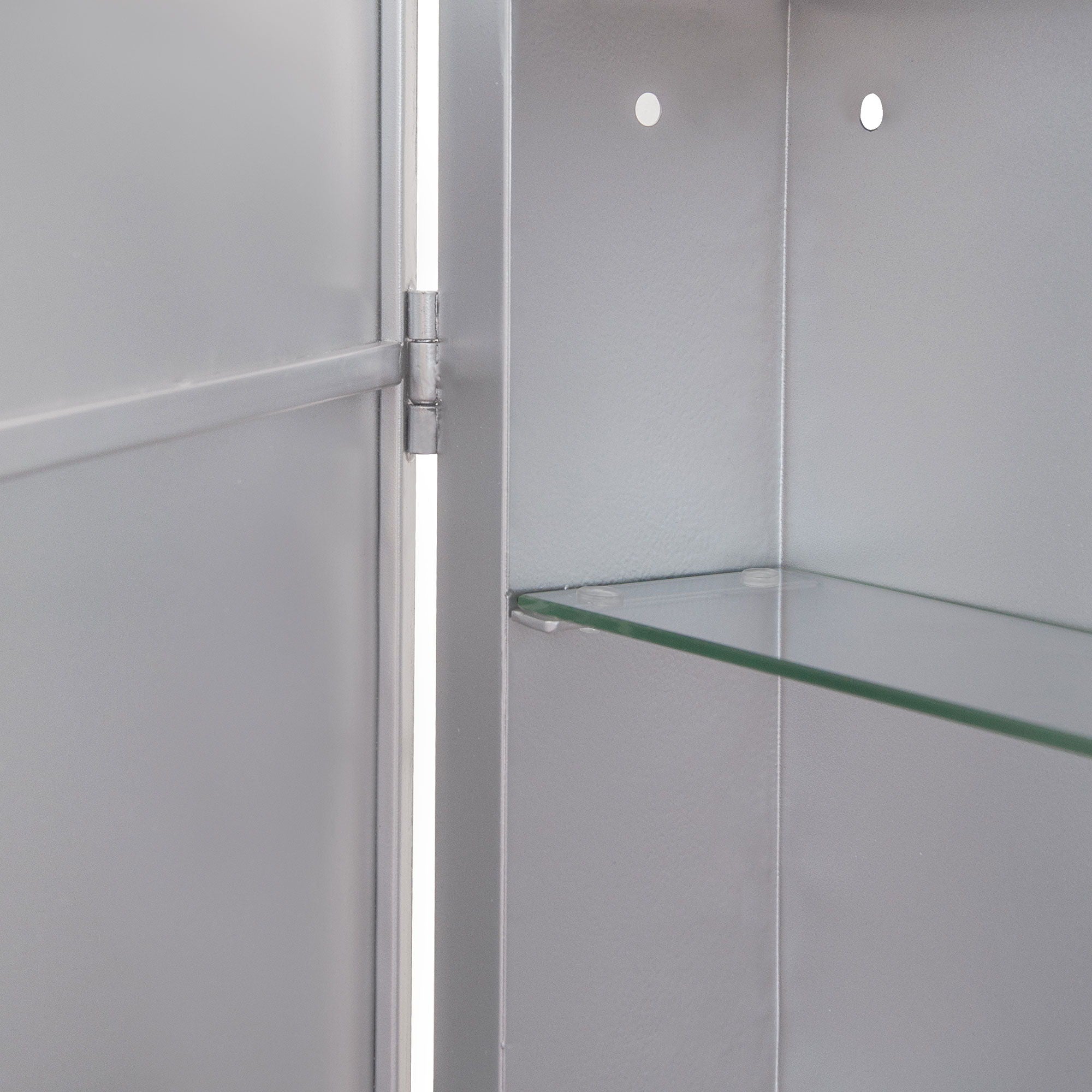 Rectangle Medicine Cabinet Mirror Bathroom Mirror With Storage Wall Mounted Medicine Mirror Cabinet With LED - Sliver