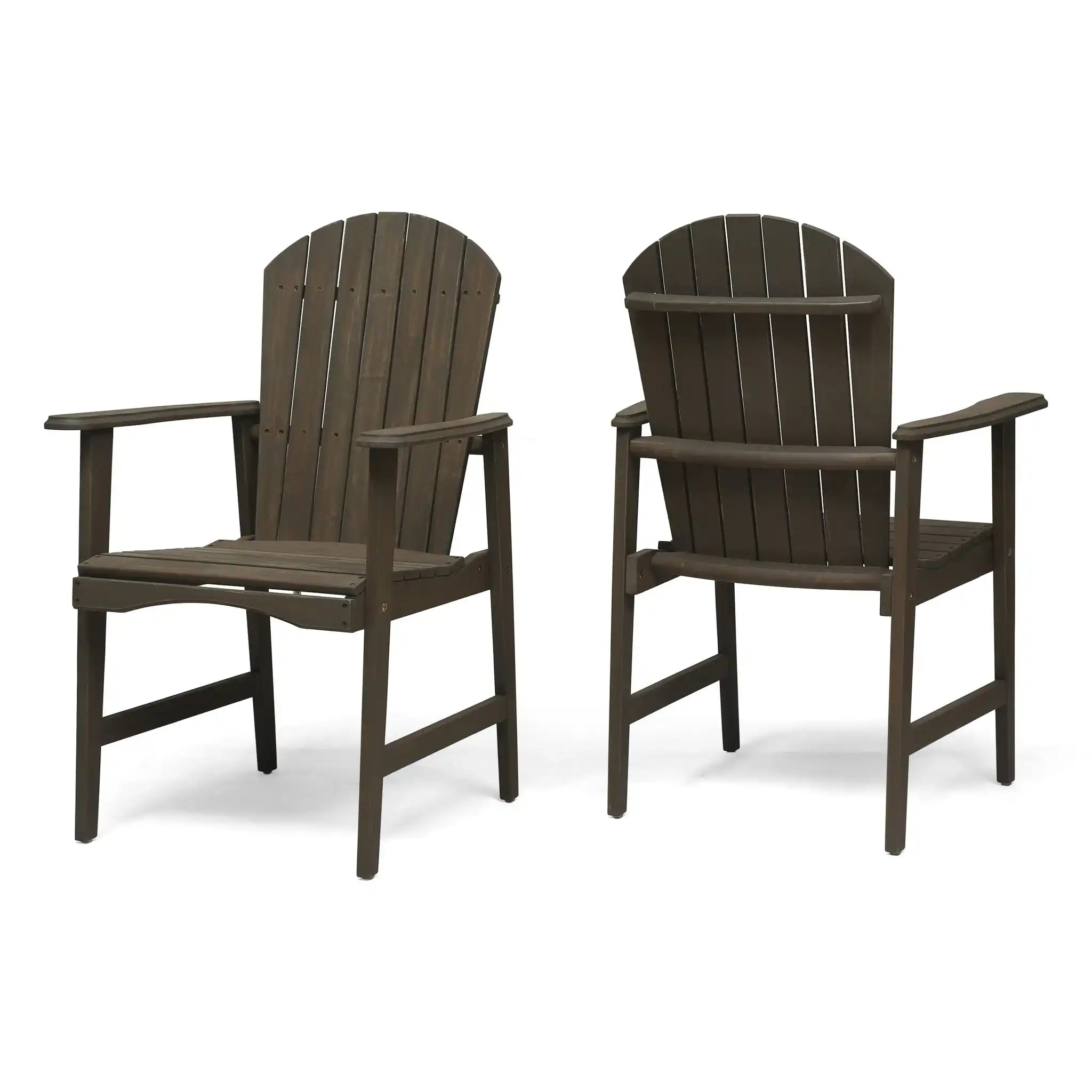 Outdoor Weather Resistant Acacia Wood Adirondack Dining Chairs (Set of 2)