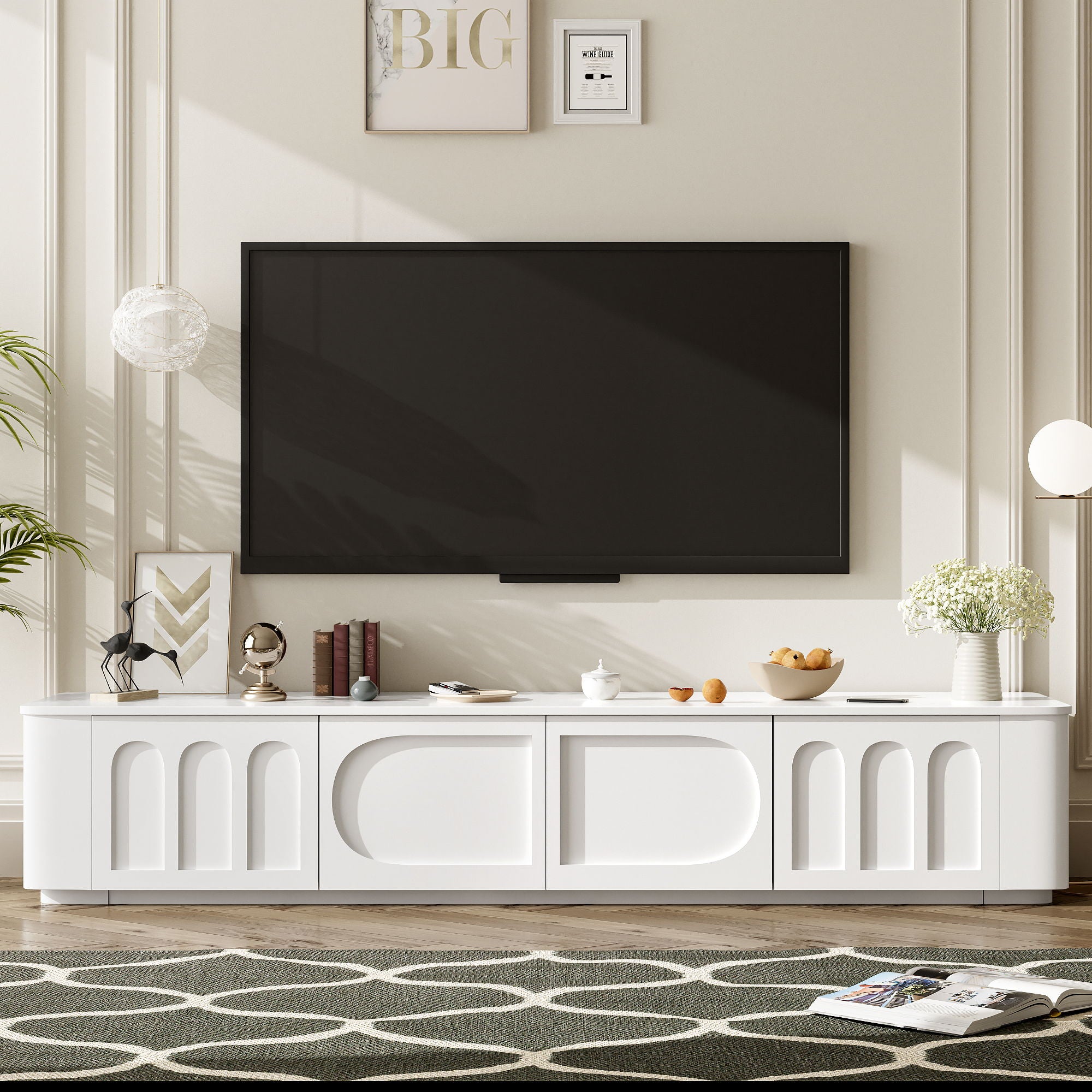 Modern TV Stand With 2 Cabinets And 2 Drawers
