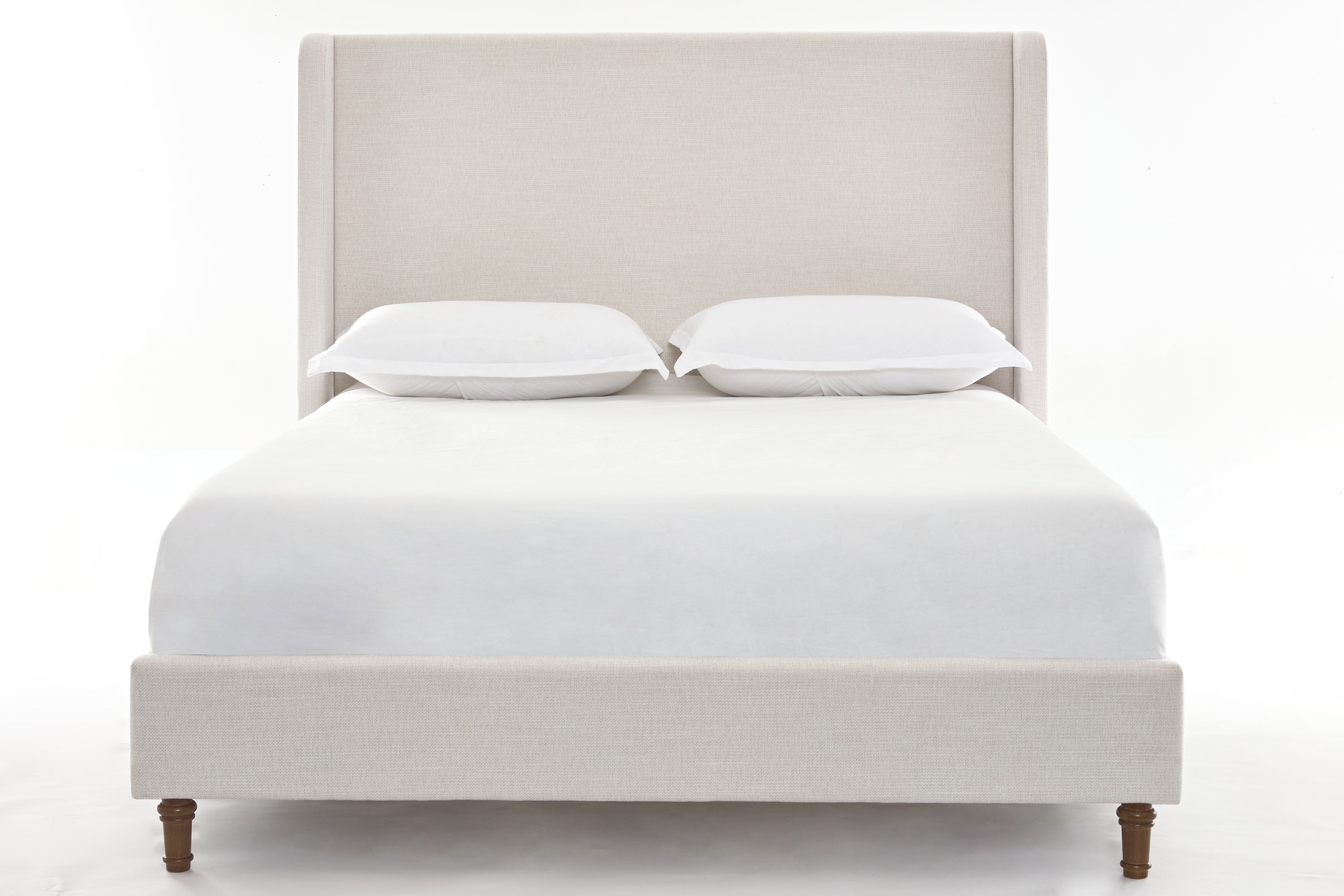 Harper upholstered bed, 54" headboard, textured ivory canvas