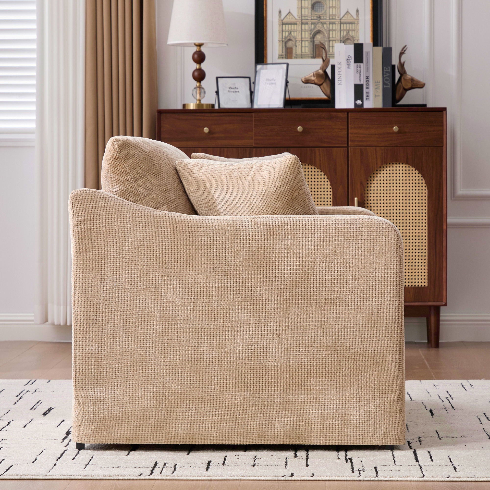 Accent Chair With 2 Bolster Pillows