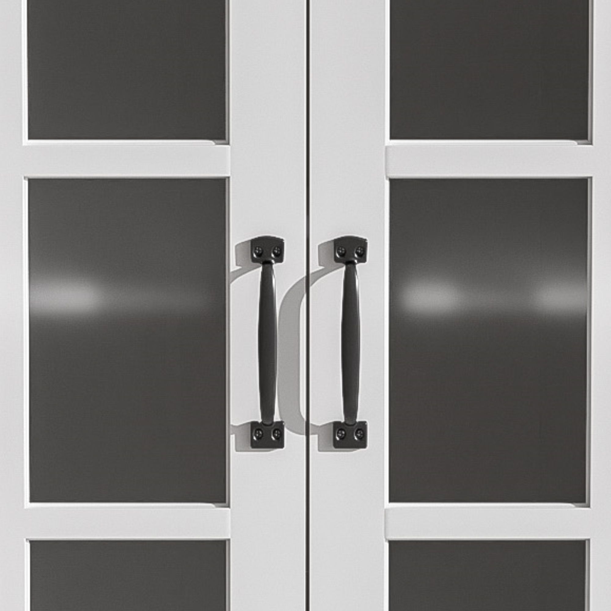 Modern Bathroom Vanity With Ceramic Sink, Tempered Blurred Glass Doors