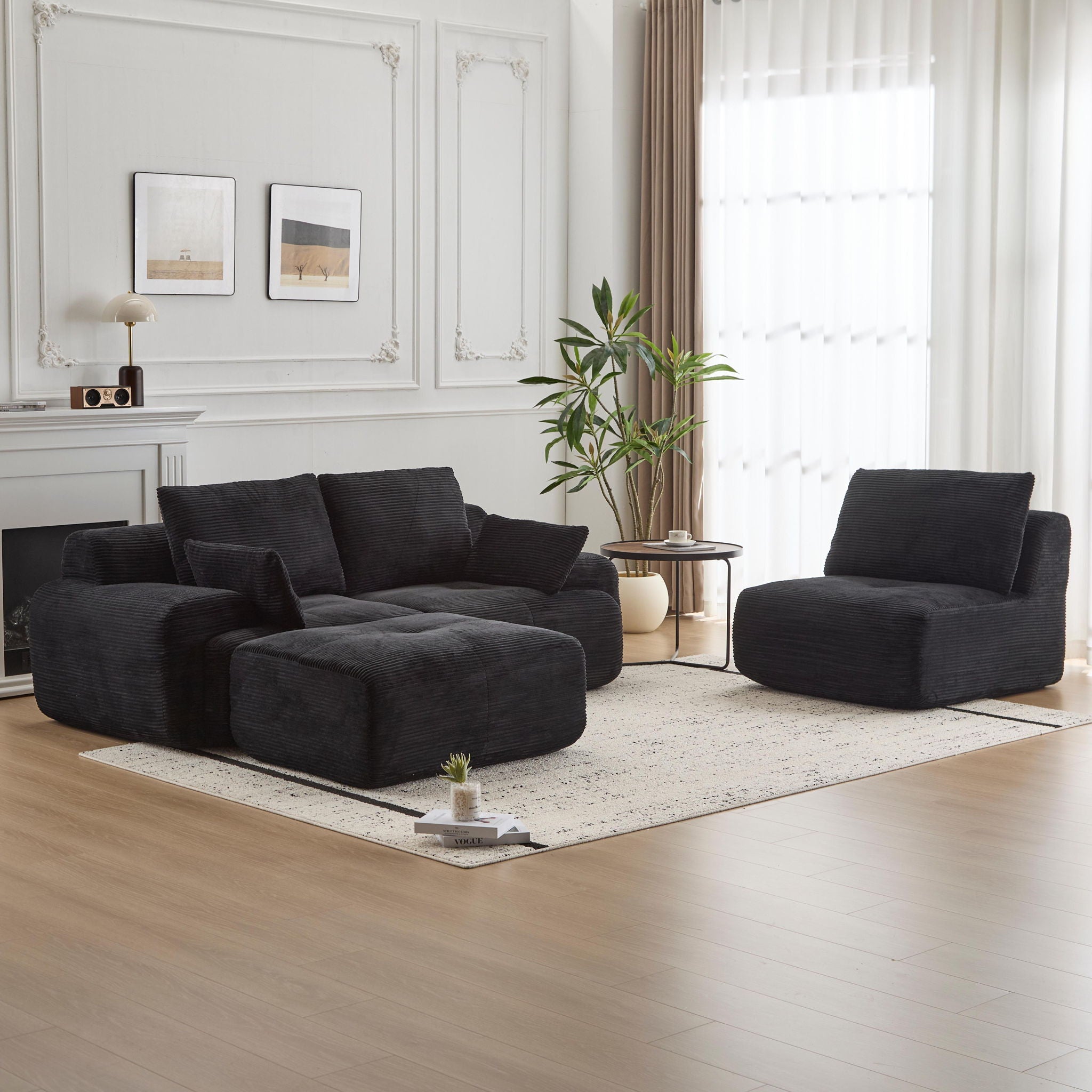 Compressed Sofa, Large Sectional Couches For Living Room - Black