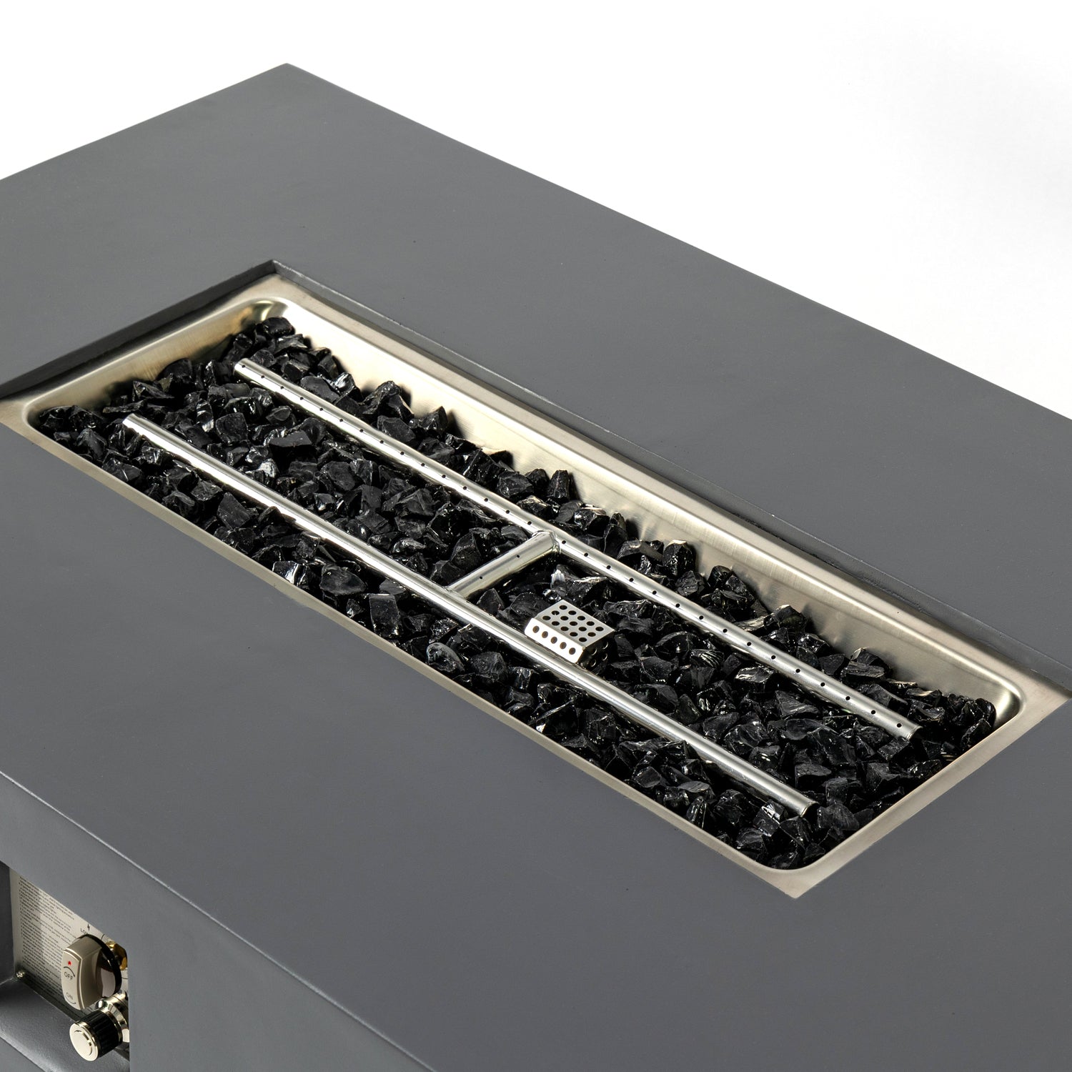 Volon Modern Rectangular Fire Pit Table in Light Gray