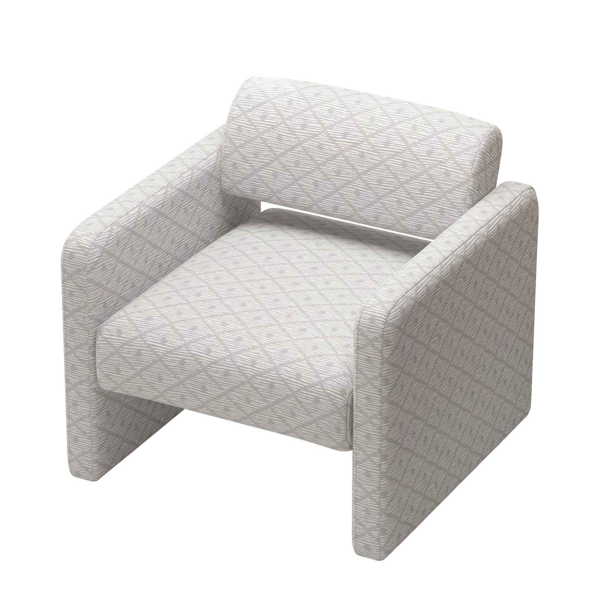 Beige grid single sofa chair, upholstered comfortable chair with armrests, for dining room/bedroom/living room/reception - Beige grid (30.9'*30.51'*30.11') - Best Buy Furniture