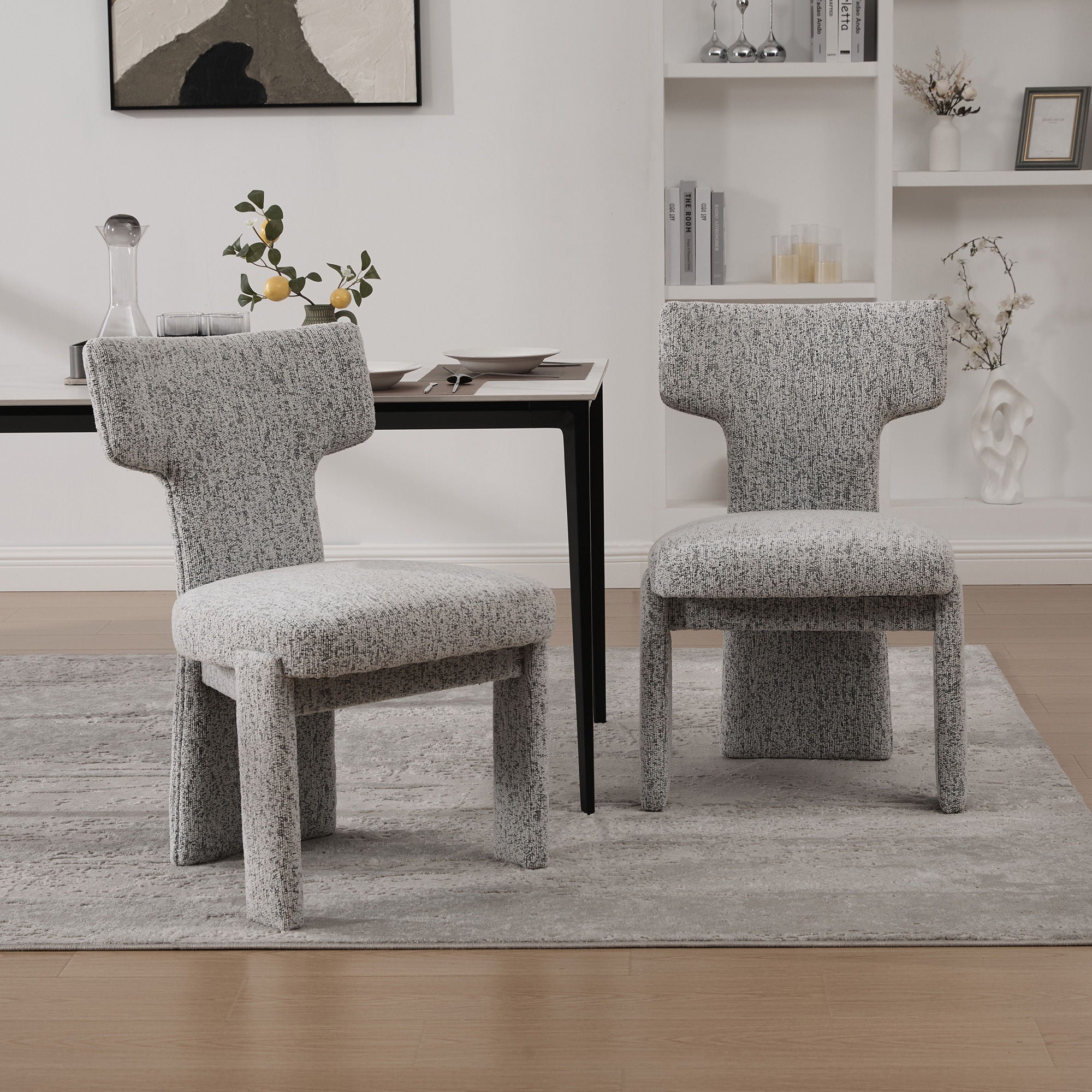 Armless Curved Back Accent Chairs (Set of 2)