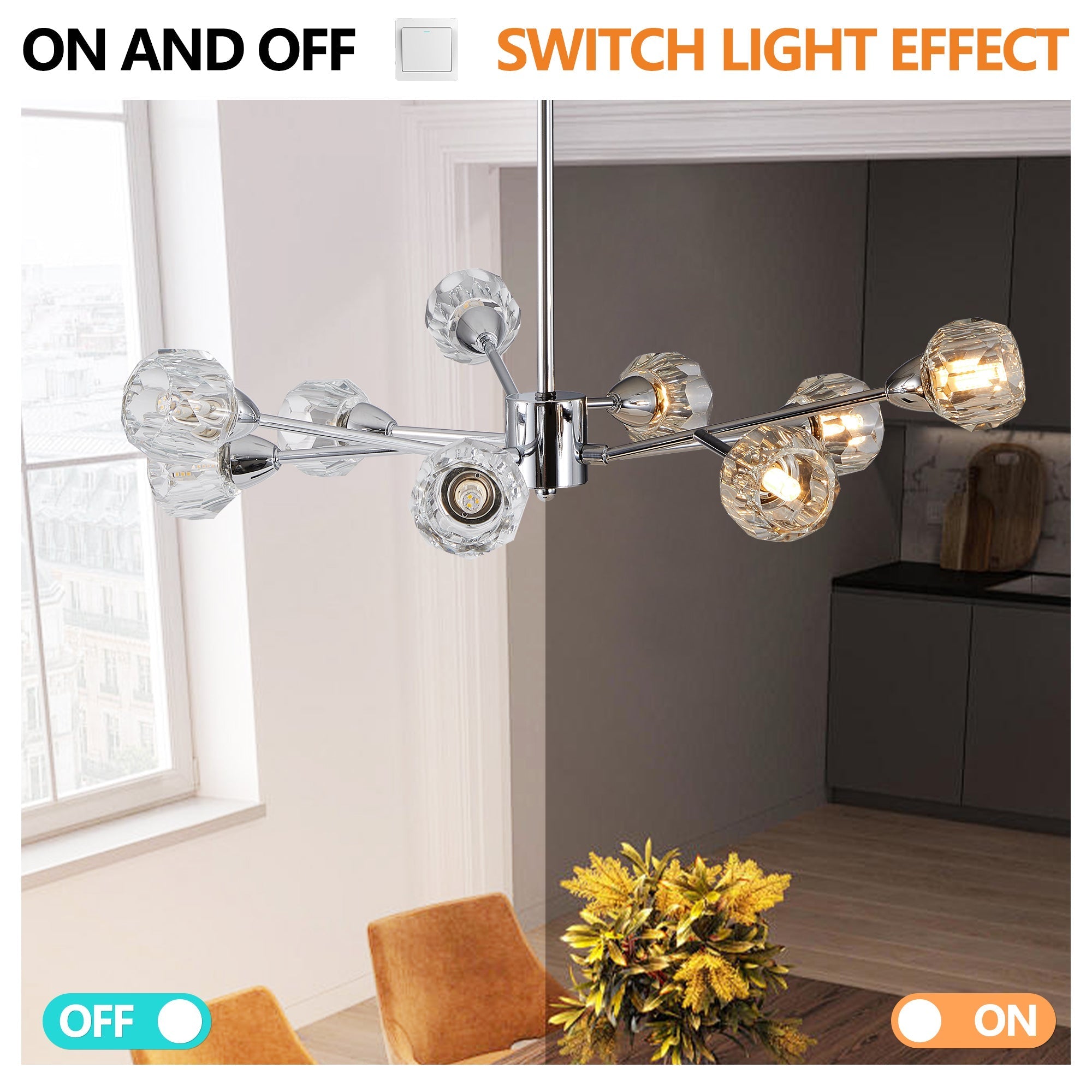 28" Modern Crystal Chandelier With 9 Lights