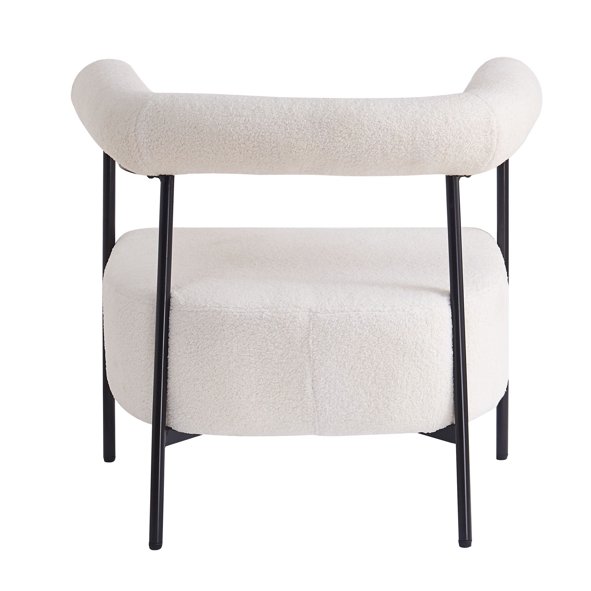 Modern Boucle Fabric Upholstered Accent Chair, Curved Armchair With Metal Frame - White