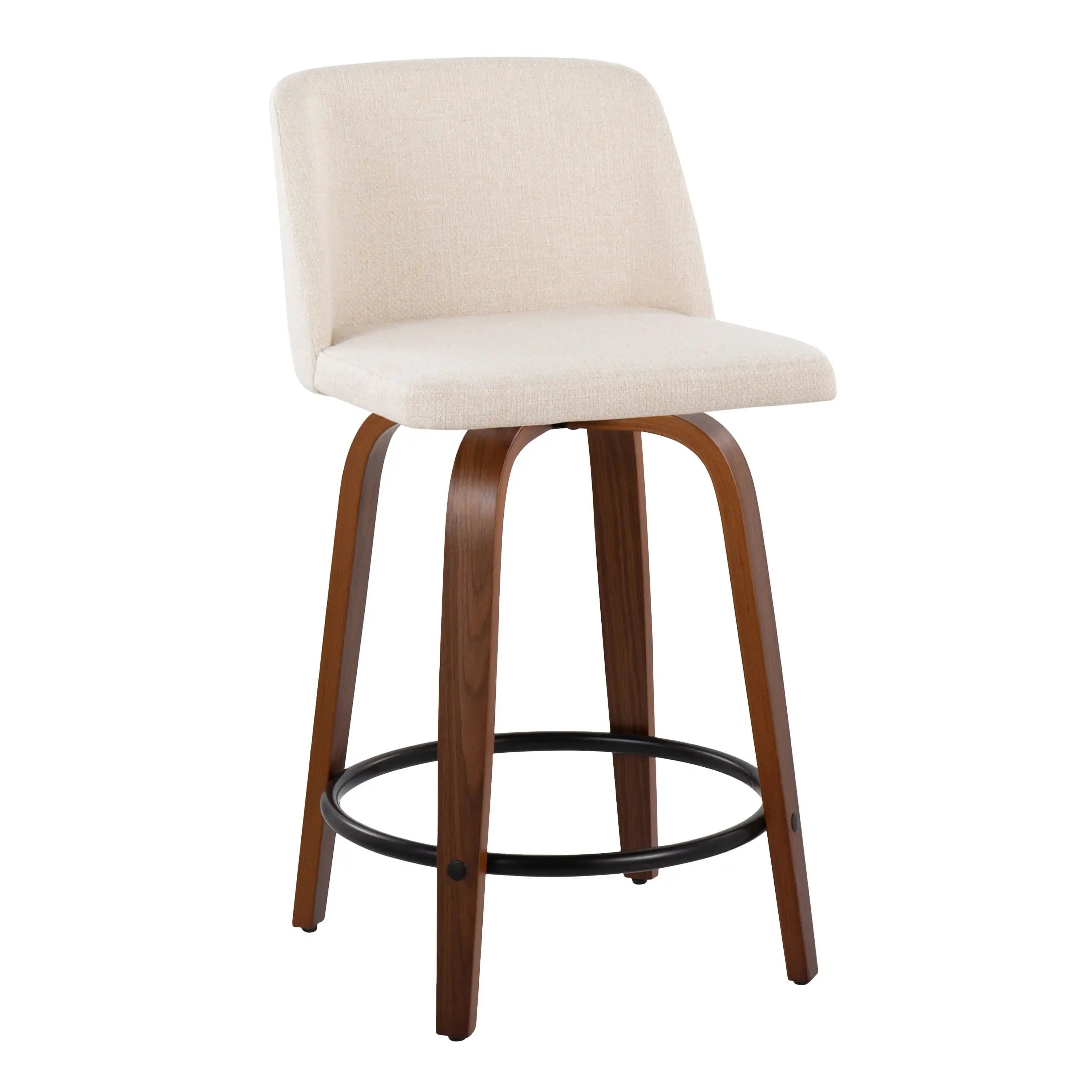 Toriano - Mid Century Modern, Fixed Height Counter Stool & Swivel And Round Footrest (Set of 2) - Best Buy Furniture