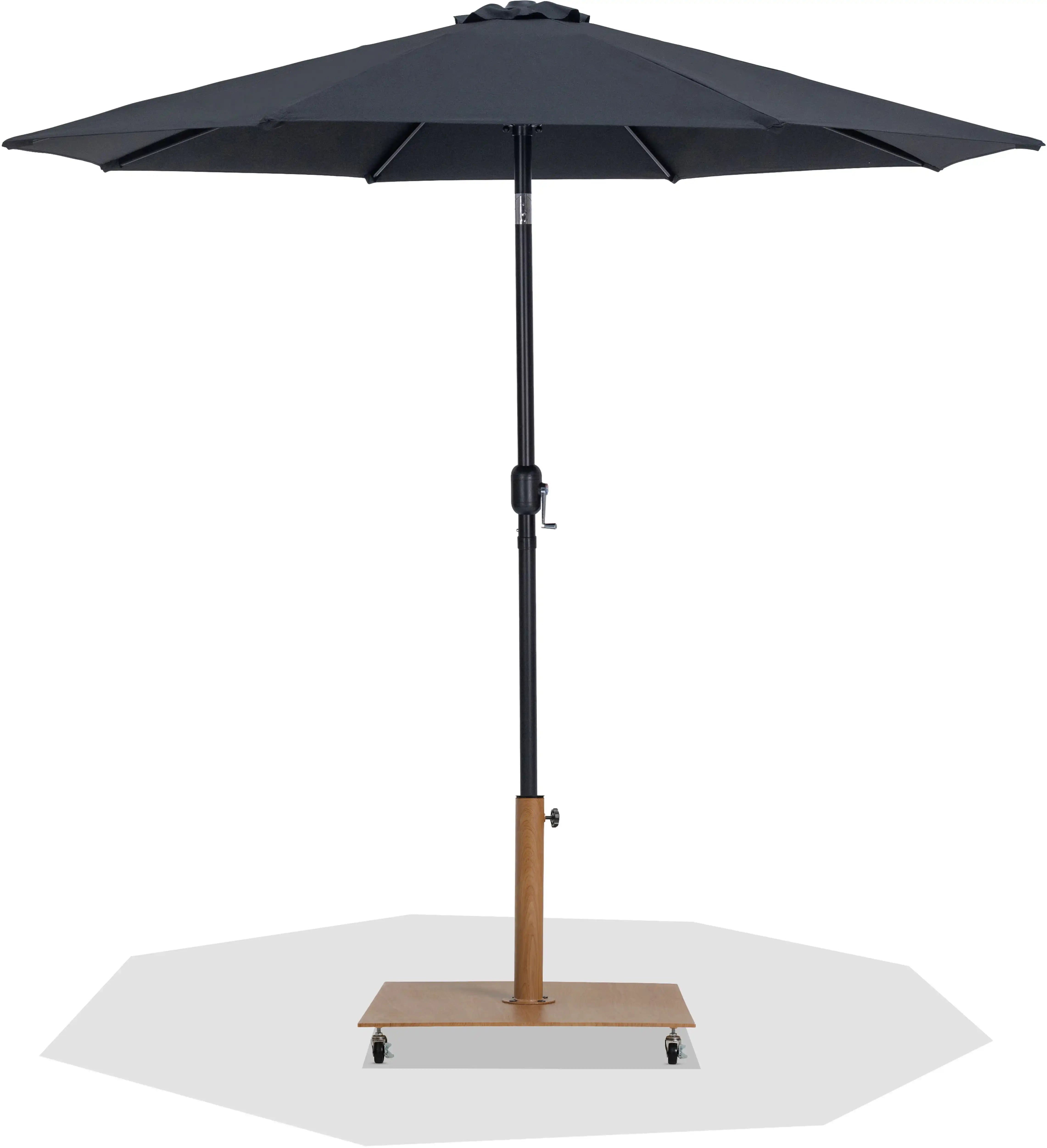 Fiji - Aluminum Patio Umbrella With Square Teak And Black Base