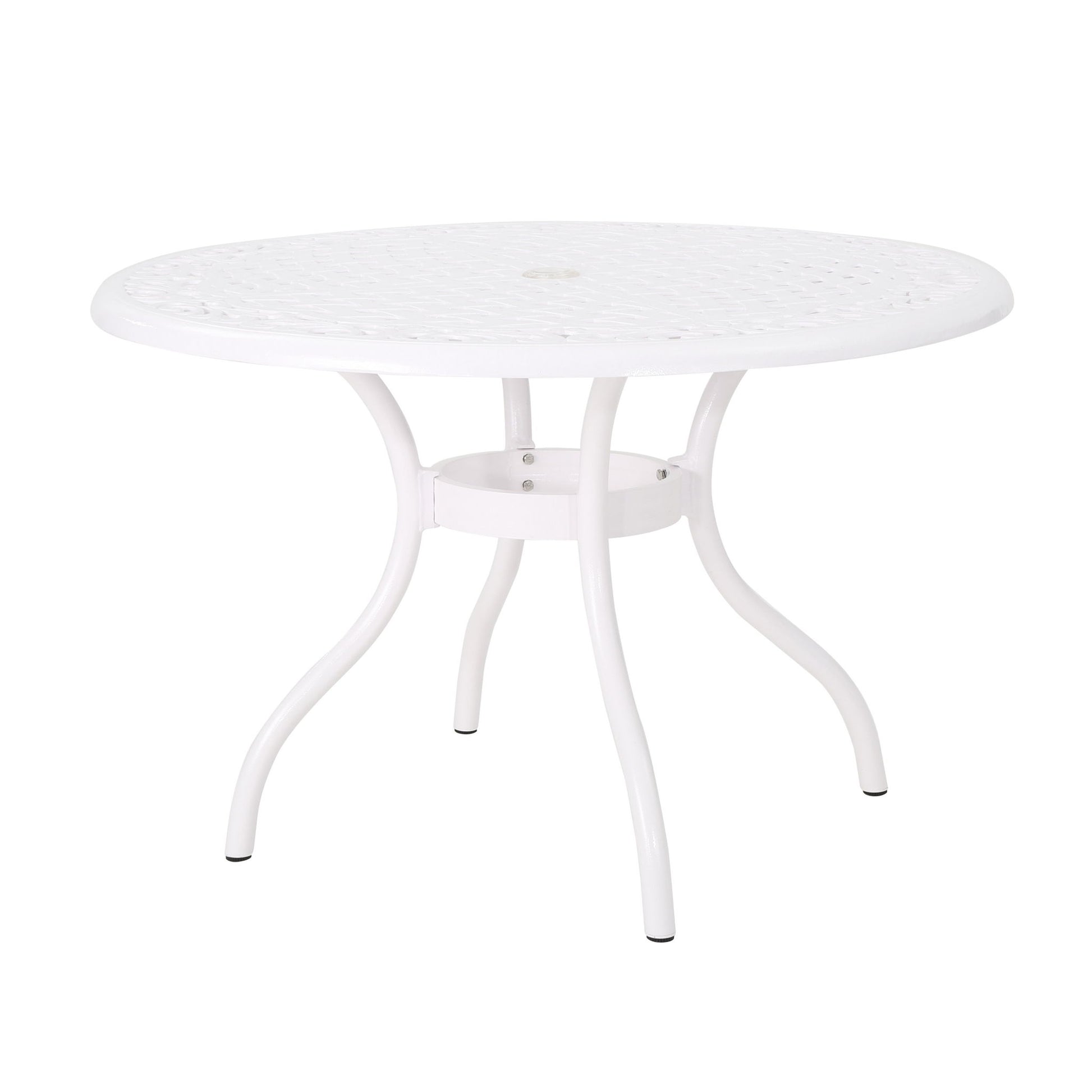 Tranquilius - Outdoor Round Dining Table With Lattice Tabletop, Umbrella Hole And Curved Legs - Best Buy Furniture