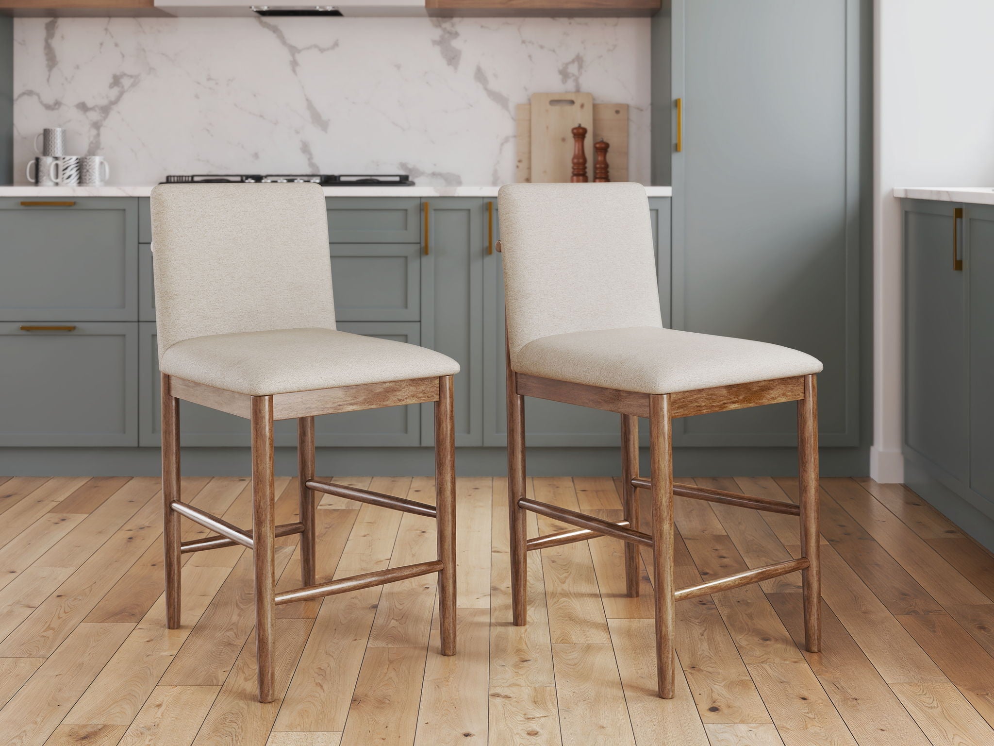 Isanti - Upholstered Barstool (Set of 2) - Light Brown - Best Buy Furniture
