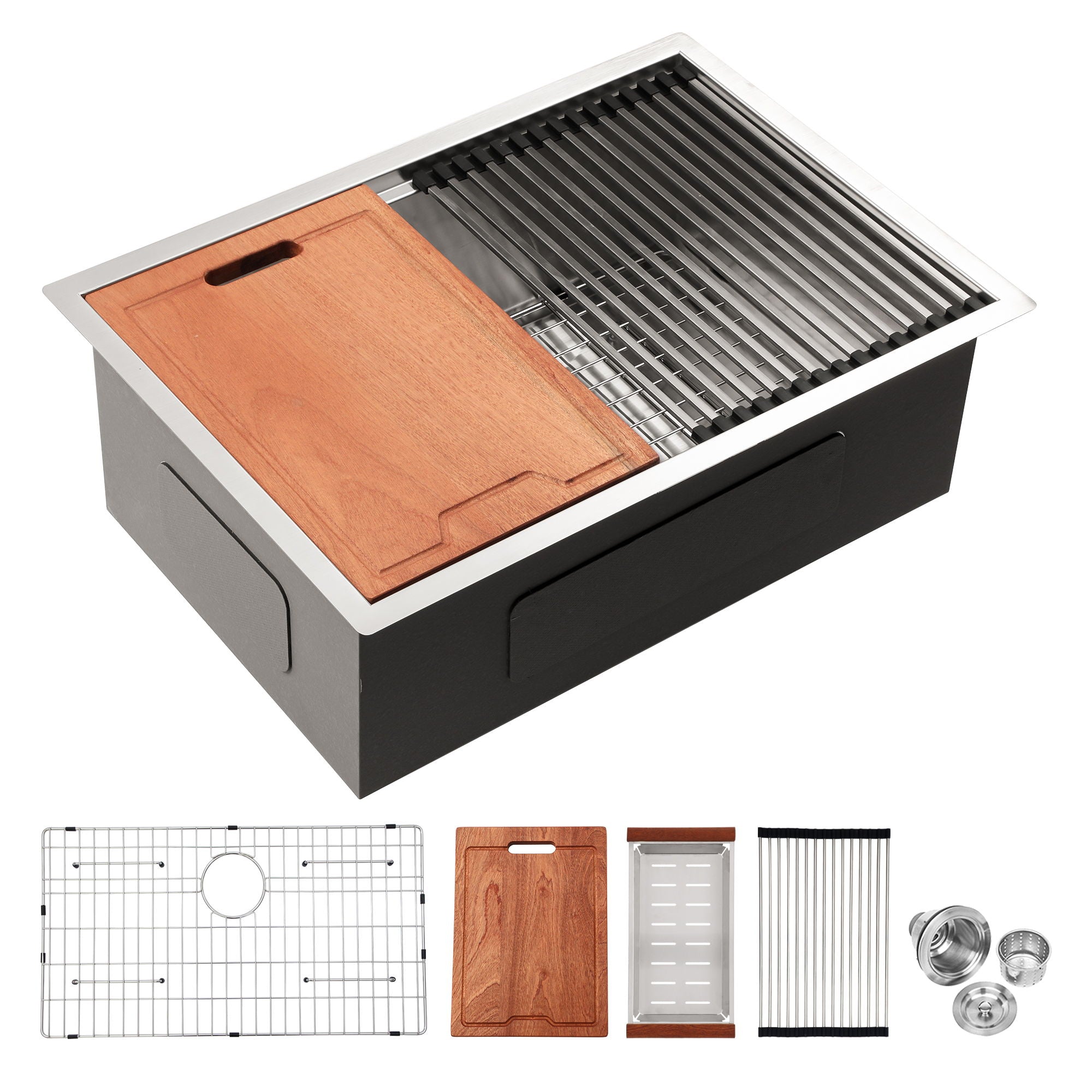 Single Bowl, Undermount Workstation, Kitchen Sink With Accessories