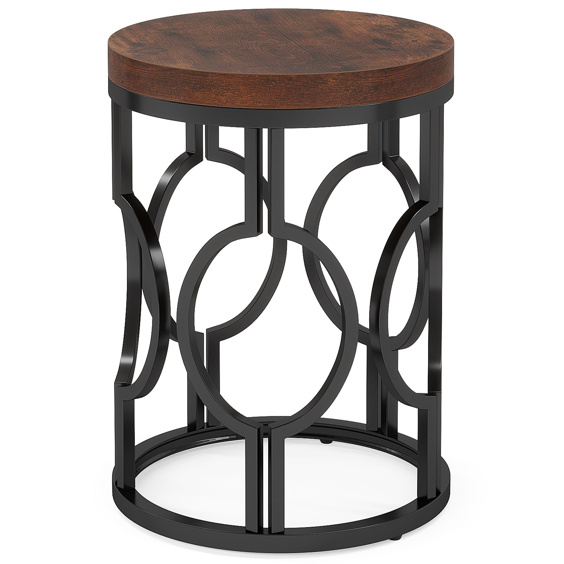 Round End Table Nightstand For Living - Brown / Black