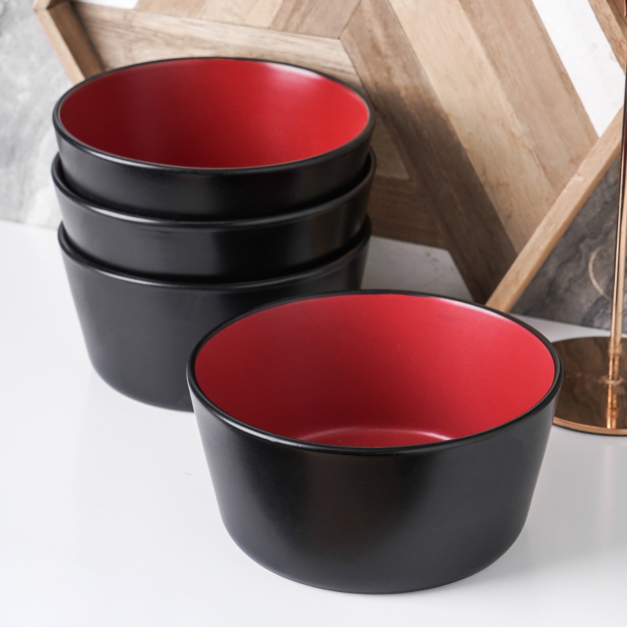 Albie Stoneware Bowl - Red And Black