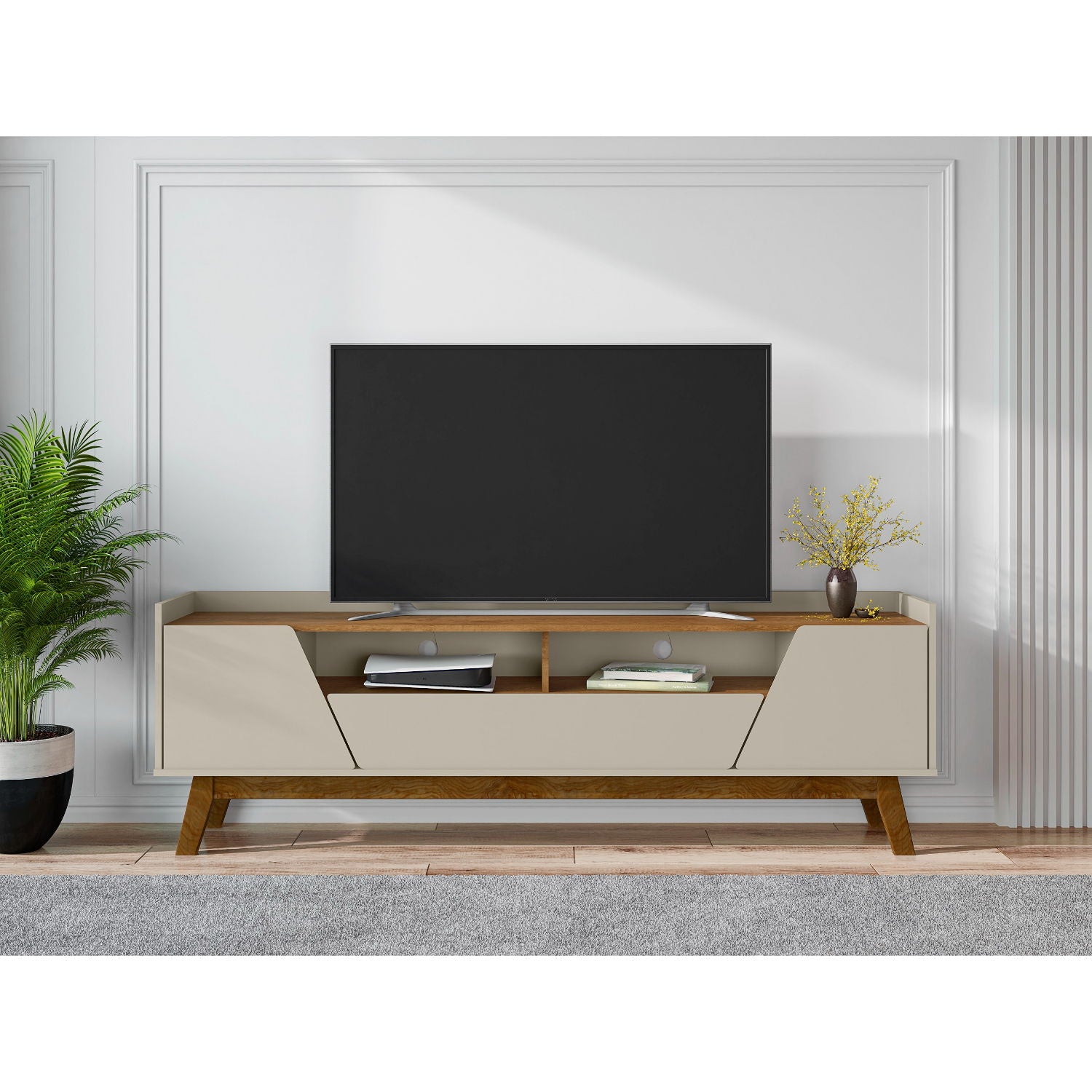 Marcus - TV Stand With 4 Shelves And Soft Close Doors