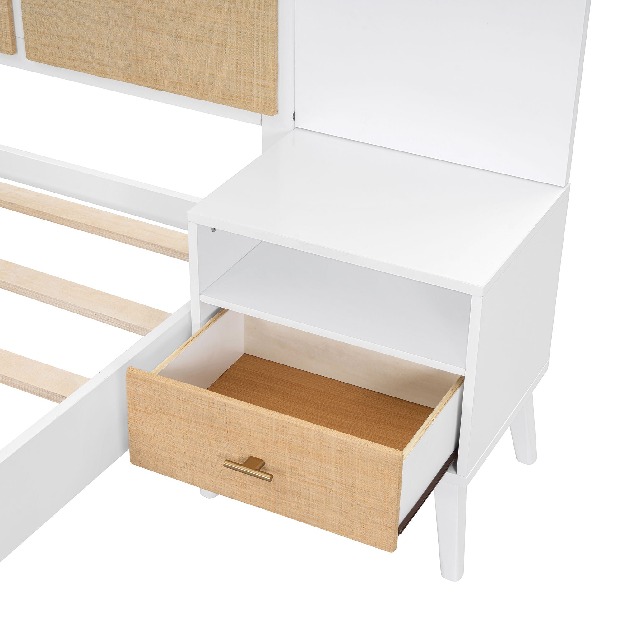 Bed Frame With 2 Nightstands Elegant Design With Lamps