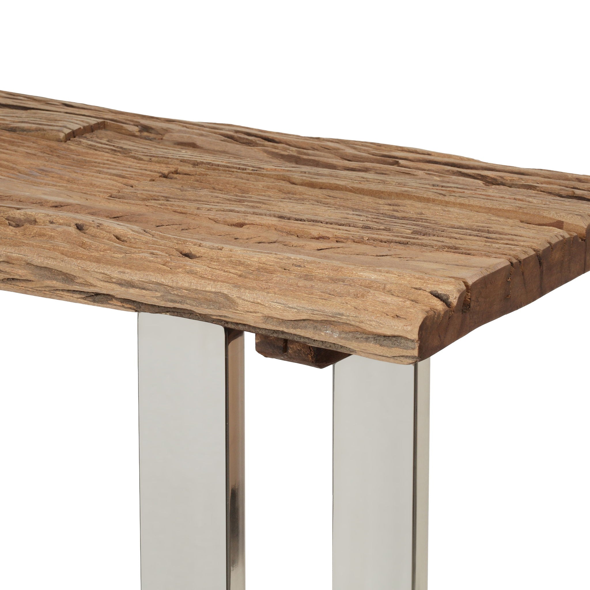 Rustic Glam Console Table With Reclaimed Wood And Iron Frame - Natural