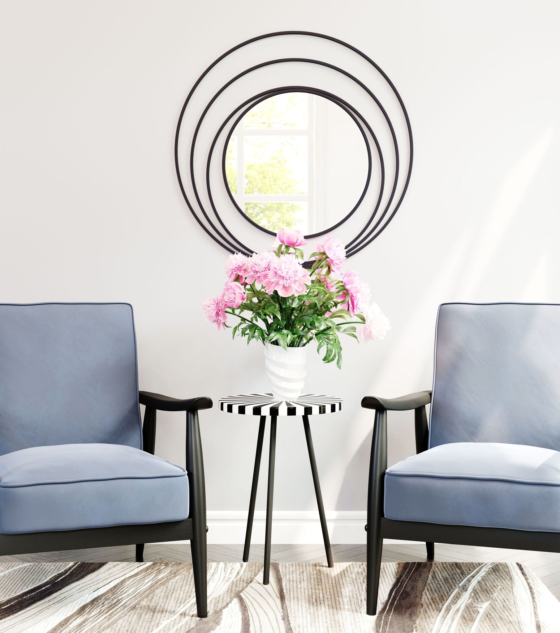 Luna - Round Mirror - Black