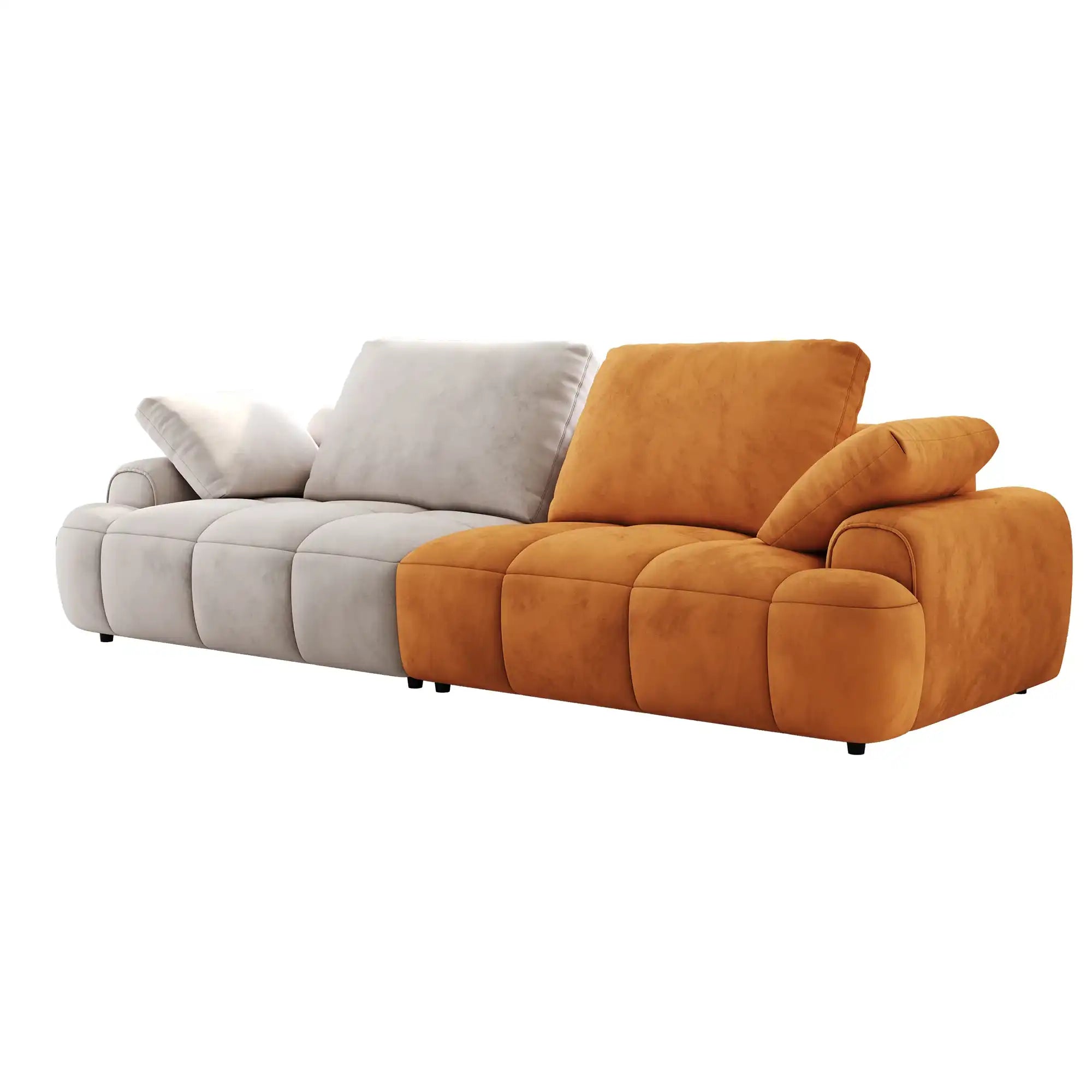 86.6″ Large size two Seat Sofa,Modern Upholstered,Gray paired with yellow suede fabric Increase in sitting height - Best Buy Furniture