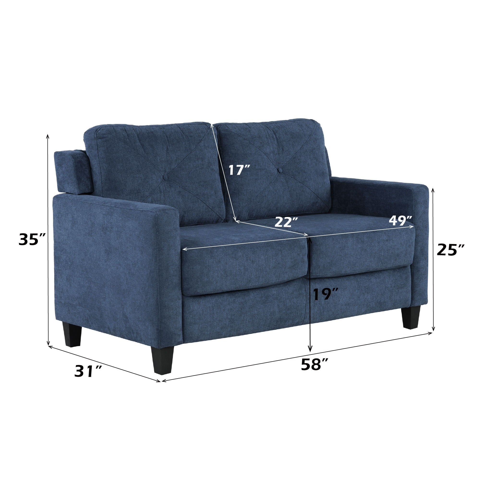 2 Seater Loveseat - Navy