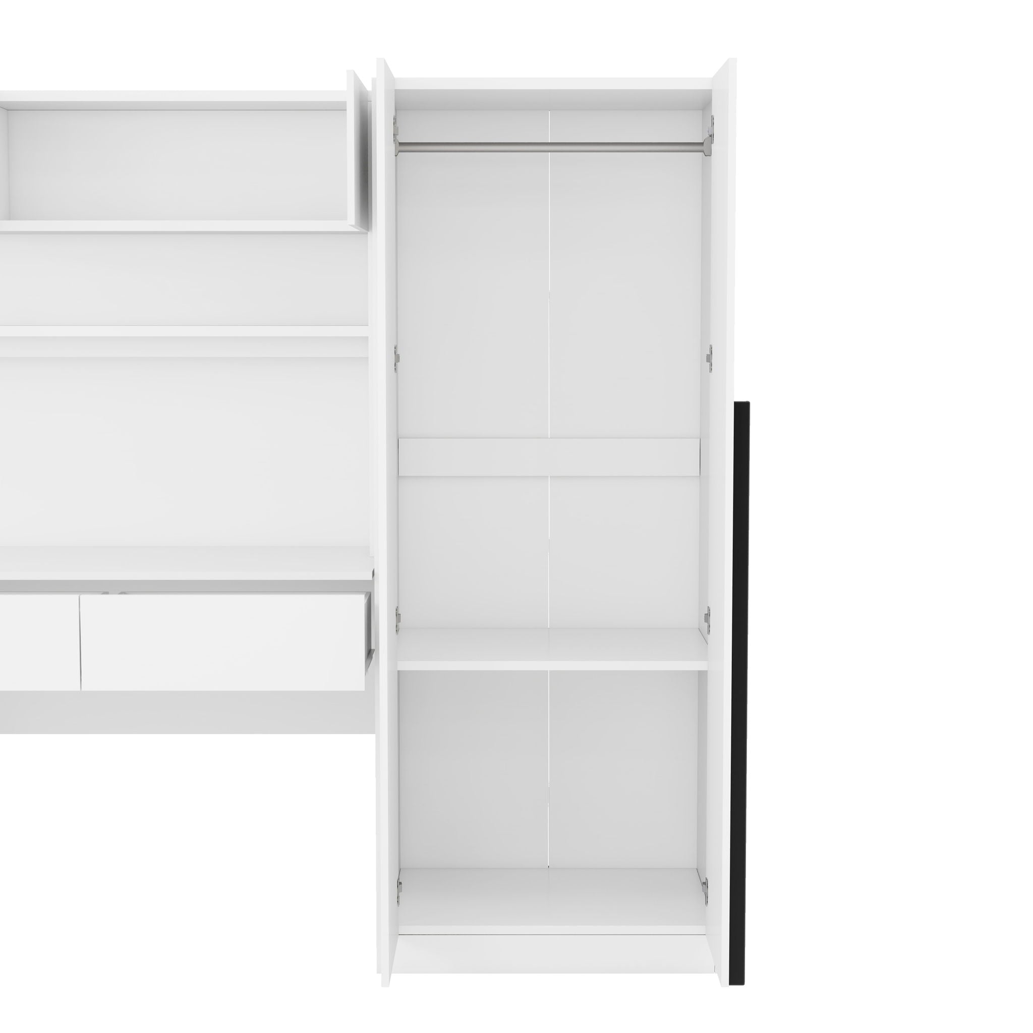 2 Door Storage Desk Wardrobe For Bedroom With Shelves And Drawers