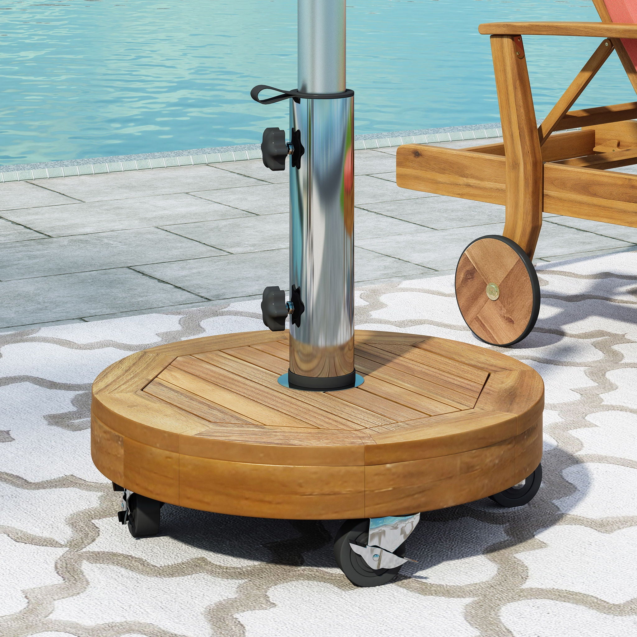 Ralph - Round Umbrella Base - Teak