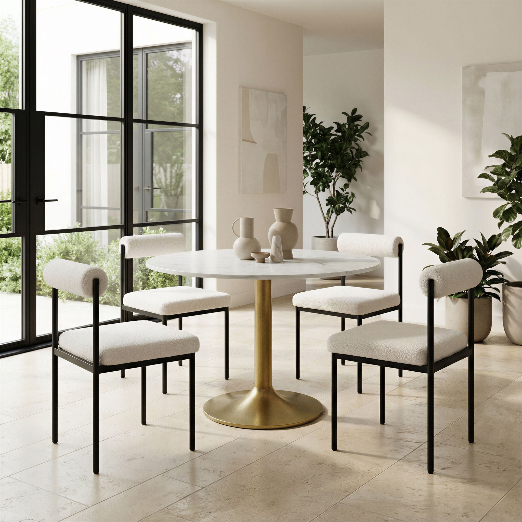 Fullerton - Dining Table - White / Gold