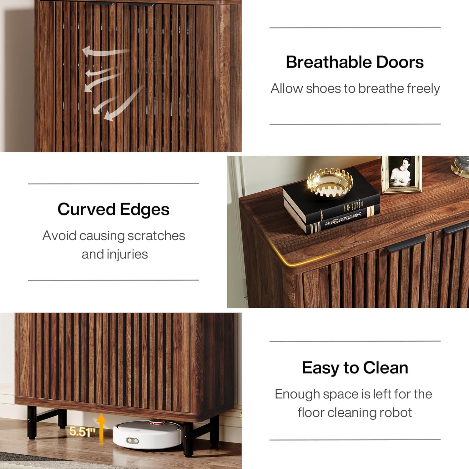 6 Tier Shoe Cabinet With Louvered Doors