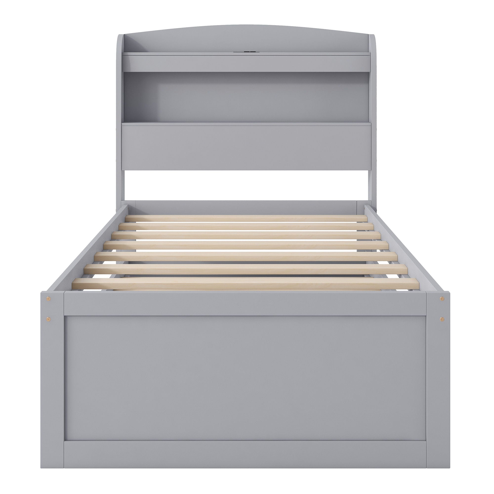 Platform Bed With LED Headboard, Charging Station, Trundle And 2 Drawers