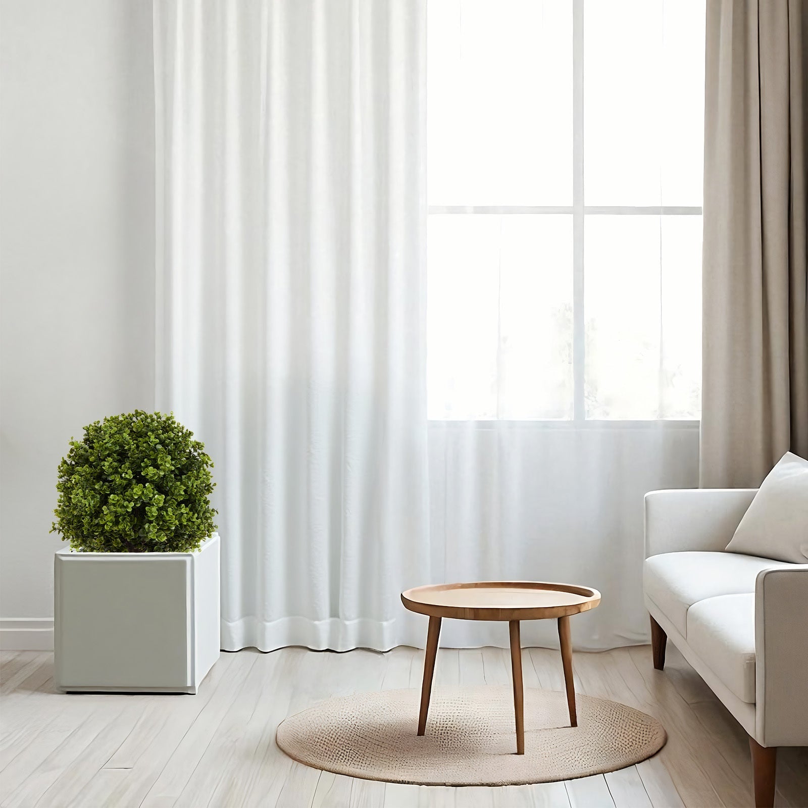 22in Boxwood Ball Shaped Artificial Topiary Shrubs Tree in Pot - Set of 2