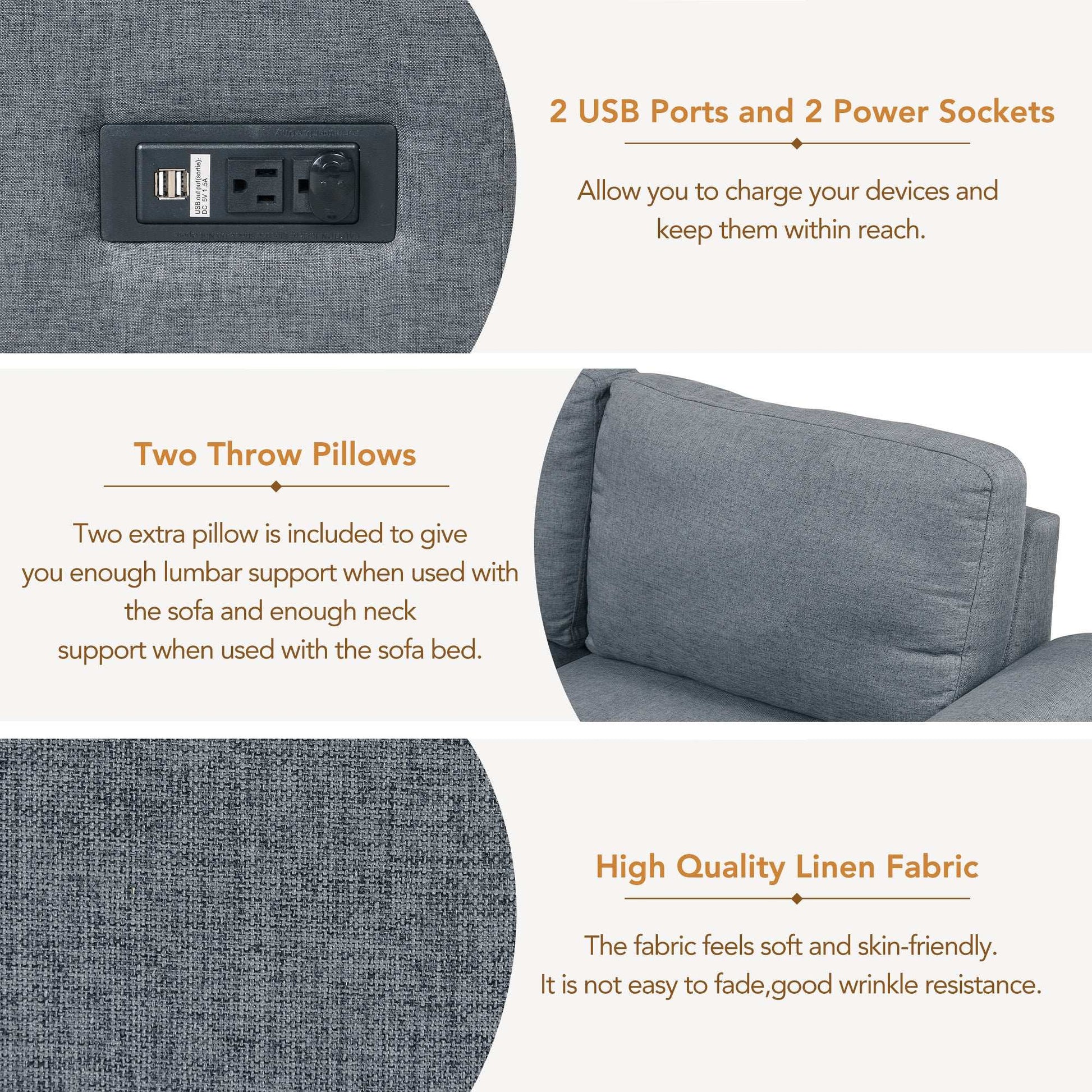 Sleeper Sectional Sofa, L-Shape Corner Couch Sofa-Bed with Storage Ottoman - Best Buy Furniture